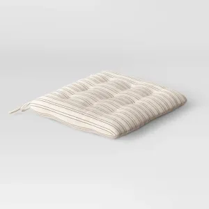 15"x15"x2.1"  Striped Chair Pad Black/Natural
