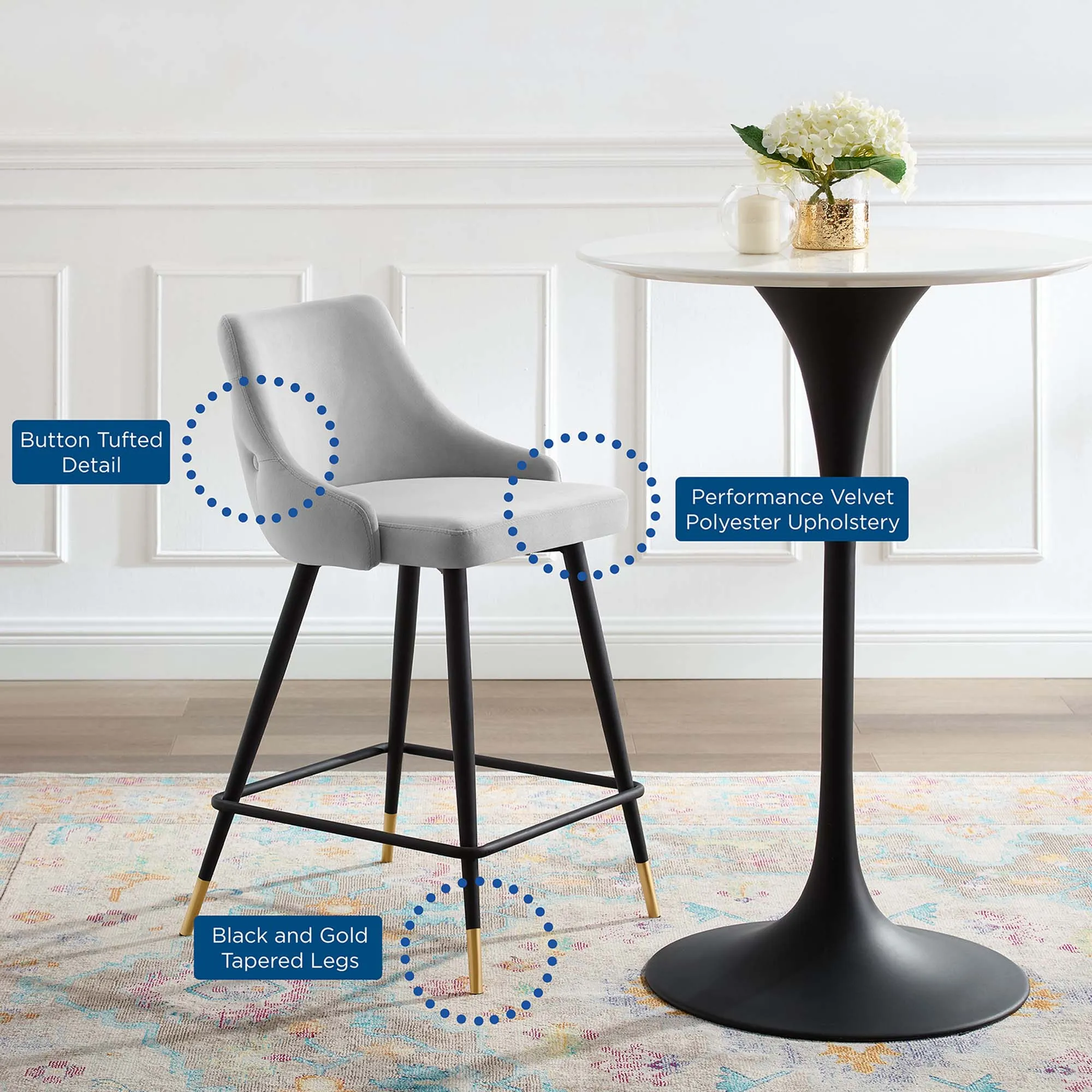 Adorn Performance Velvet Counter Stool by Modway