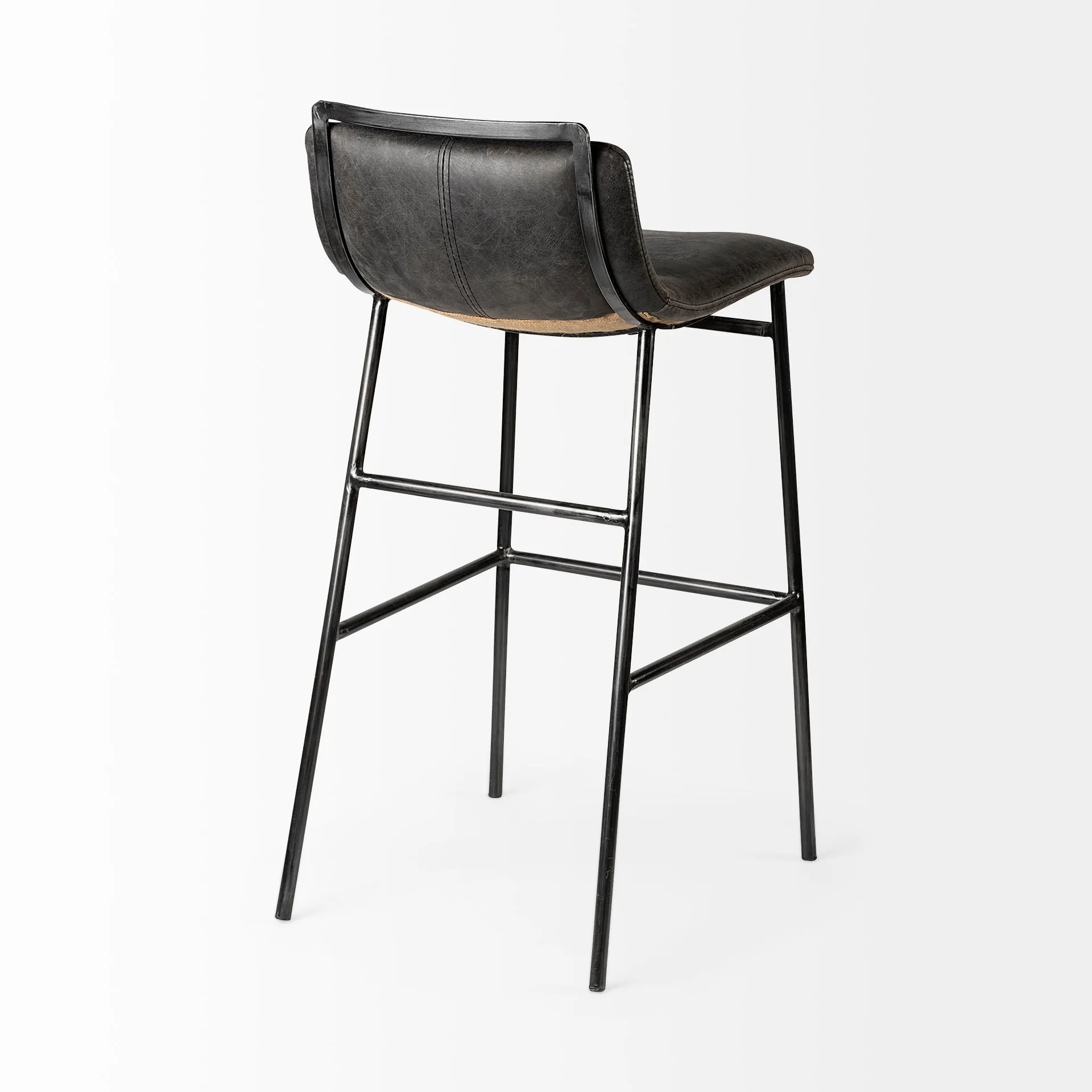 Alistair Ebony Leather | Black Metal | Bar Stool