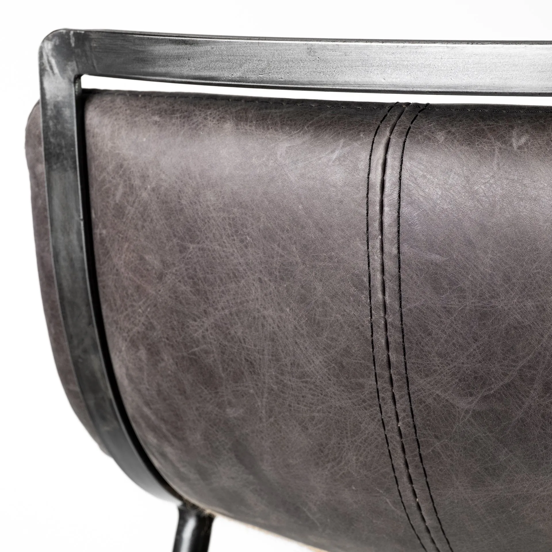Alistair Ebony Leather | Black Metal | Bar Stool