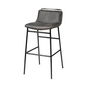 Alistair Ebony Leather | Black Metal | Bar Stool