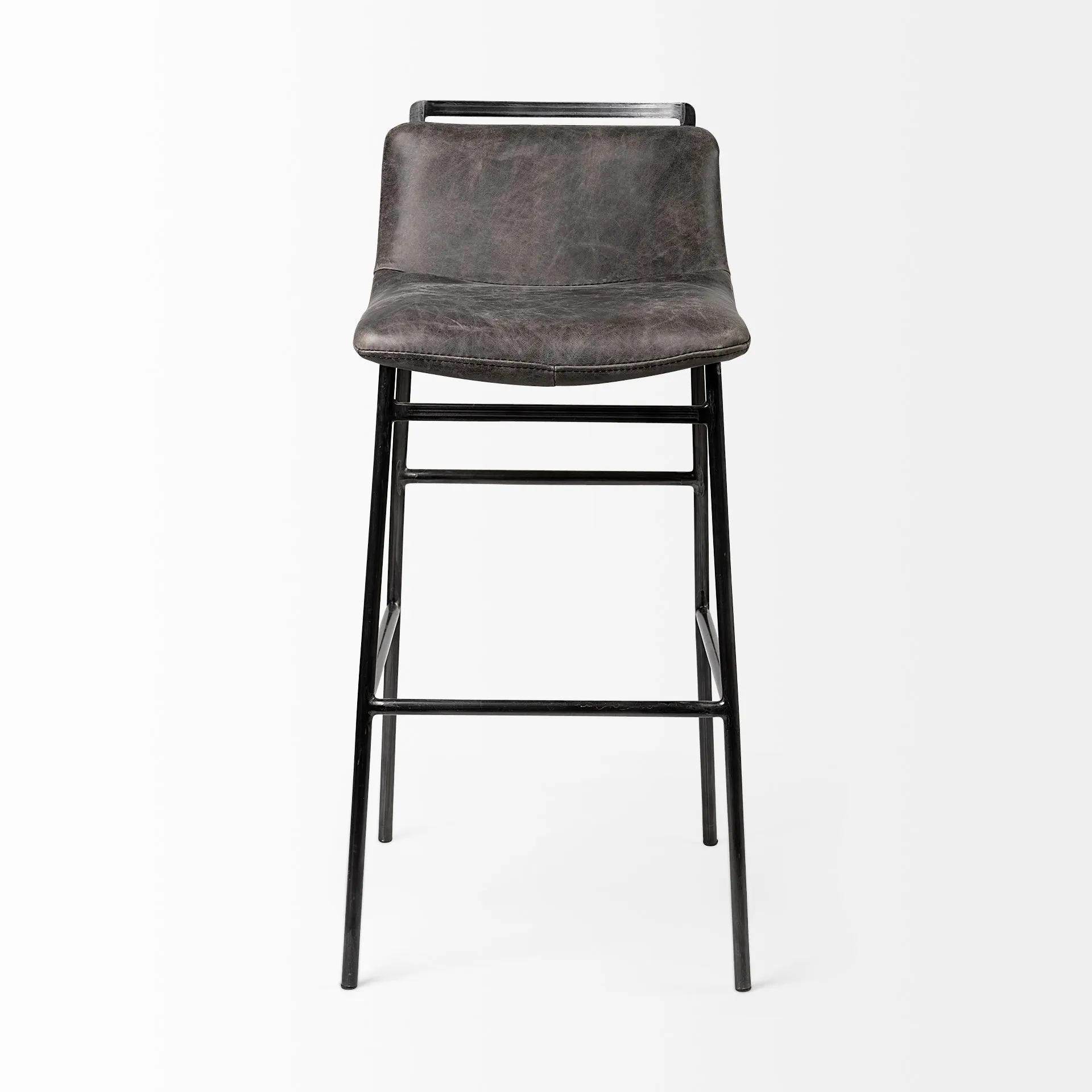 Alistair Ebony Leather | Black Metal | Bar Stool