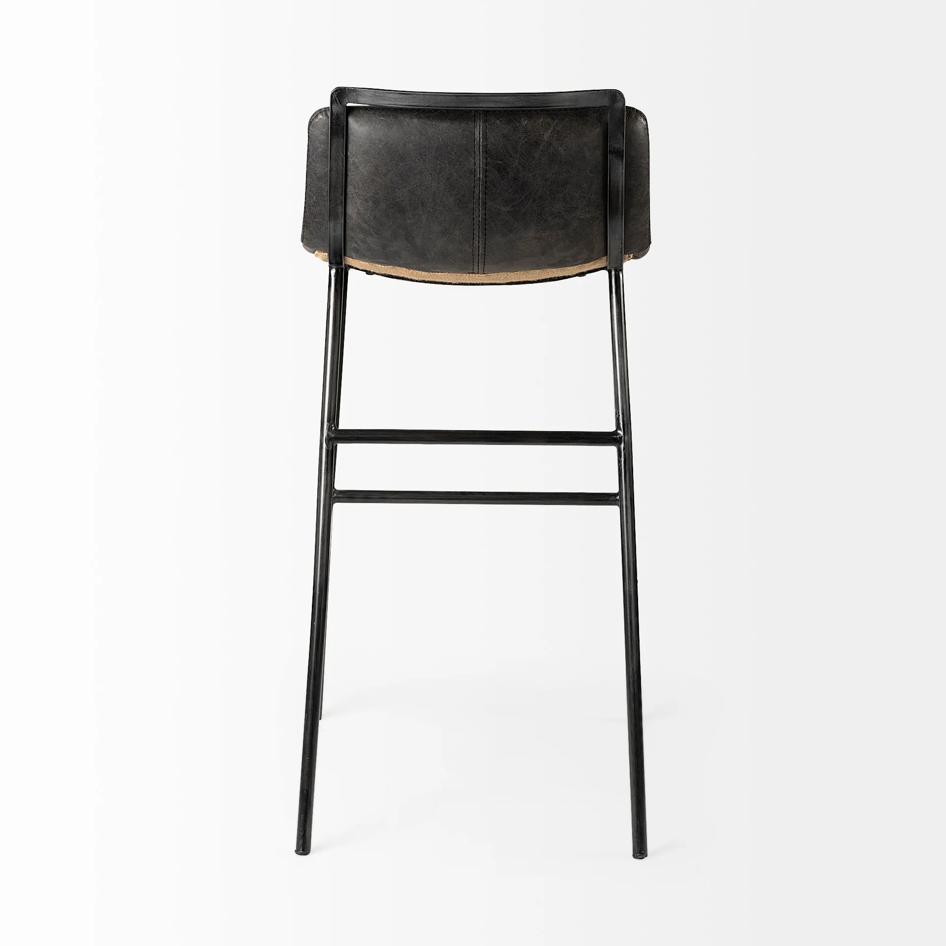 Alistair Ebony Leather | Black Metal | Bar Stool