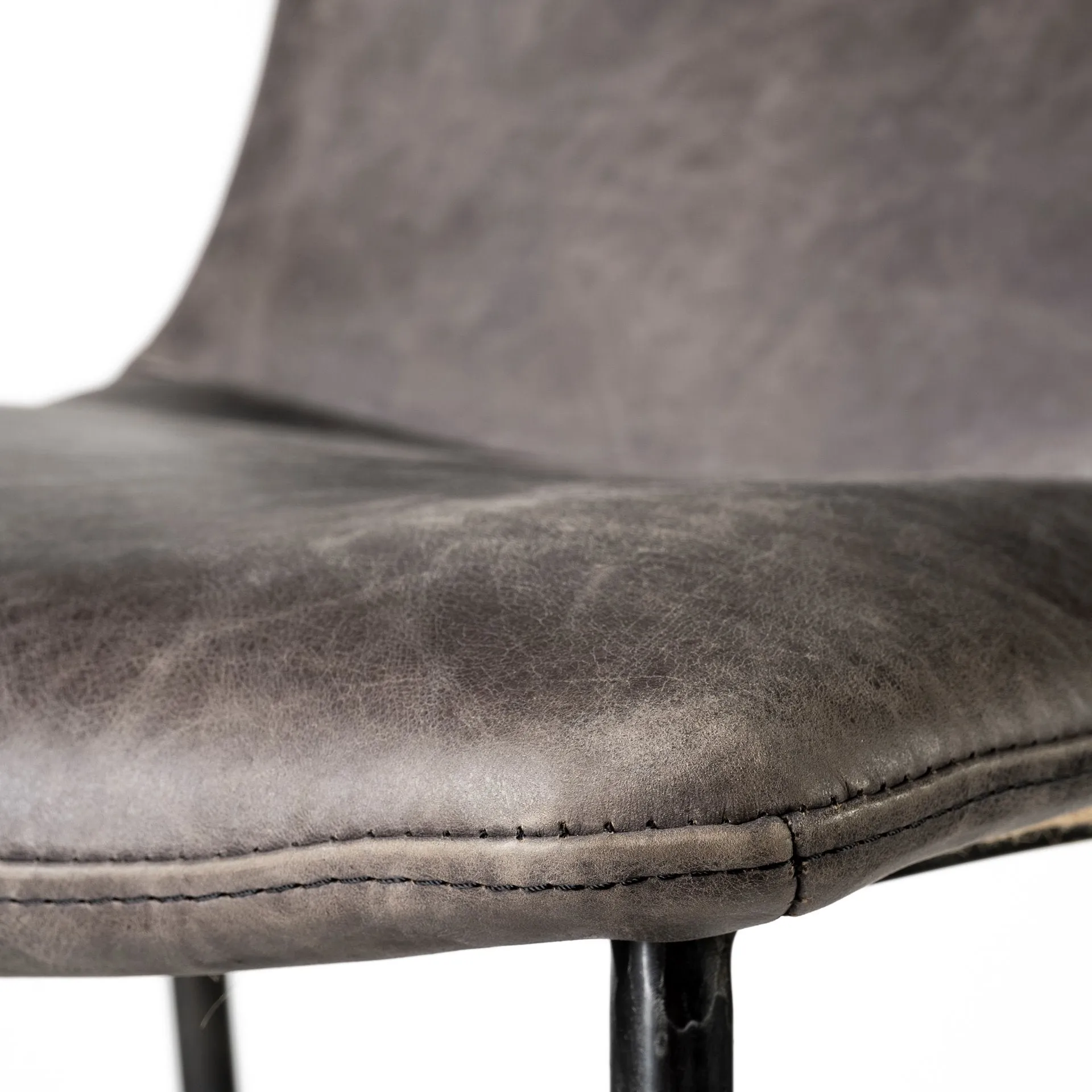 Alistair Ebony Leather | Black Metal | Bar Stool