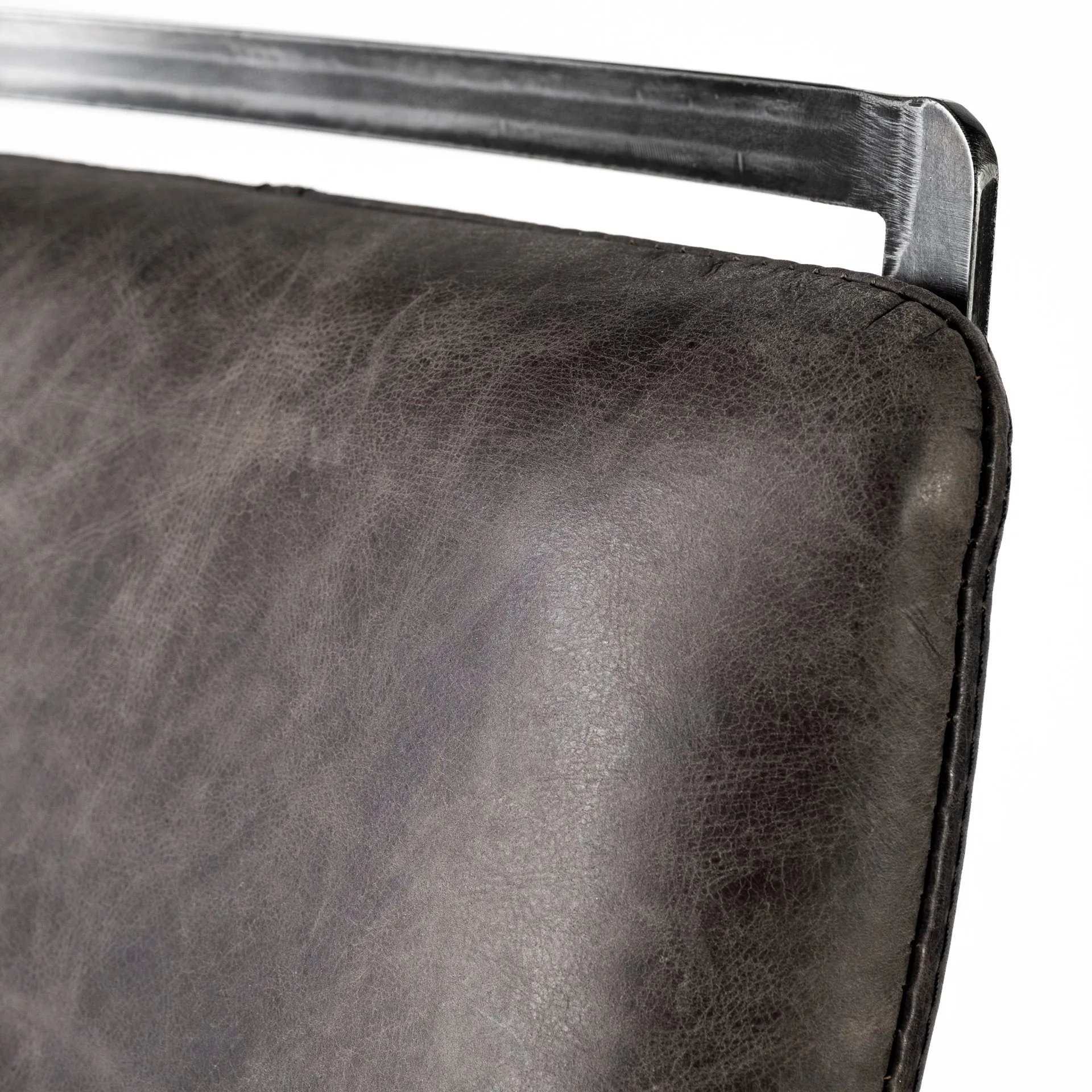 Alistair Ebony Leather | Black Metal | Bar Stool