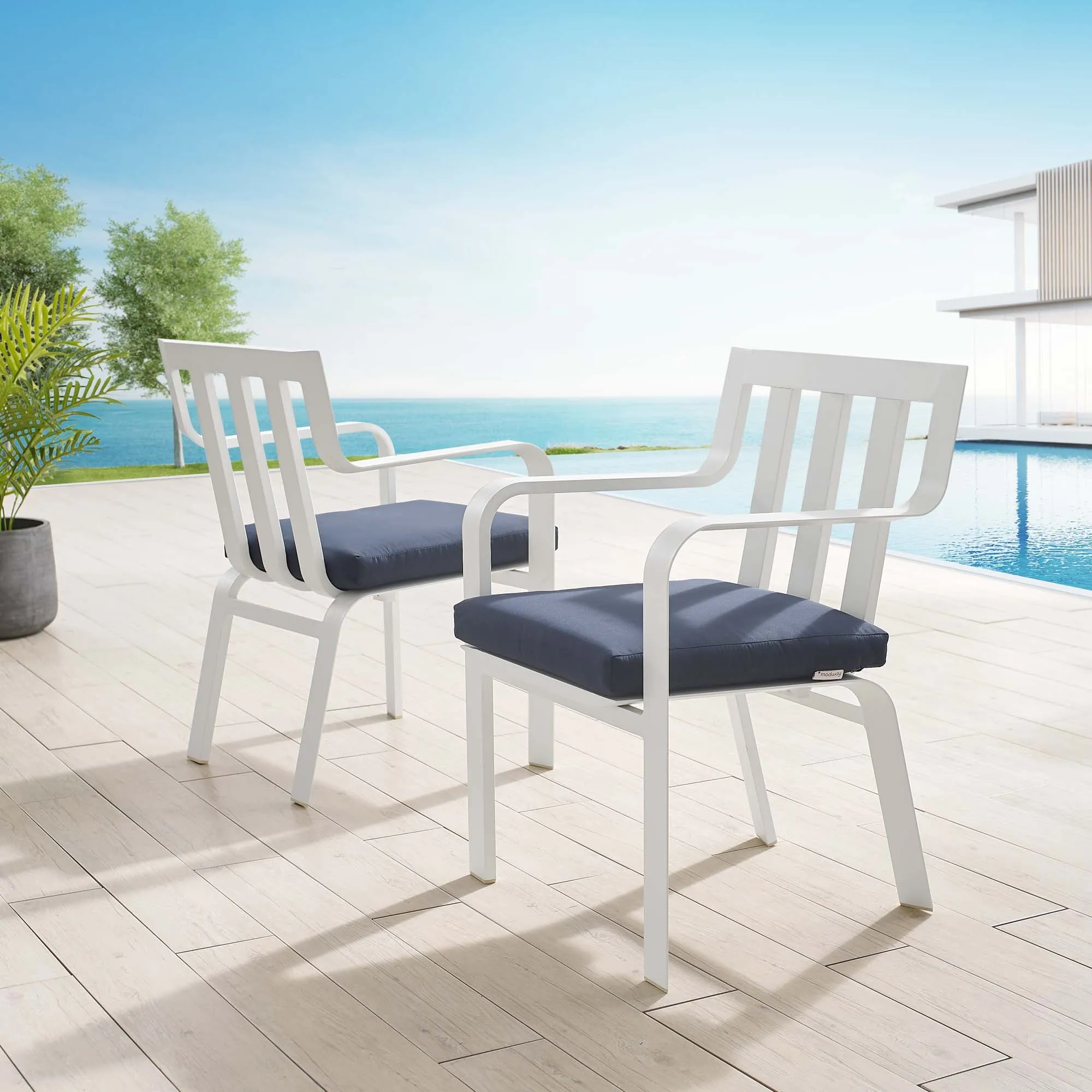 Baxley Outdoor Patio Aluminum Armchair Set of 2 by Modway
