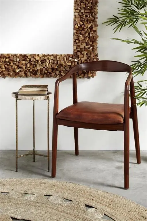 Brown Teak Wood Dining Chair