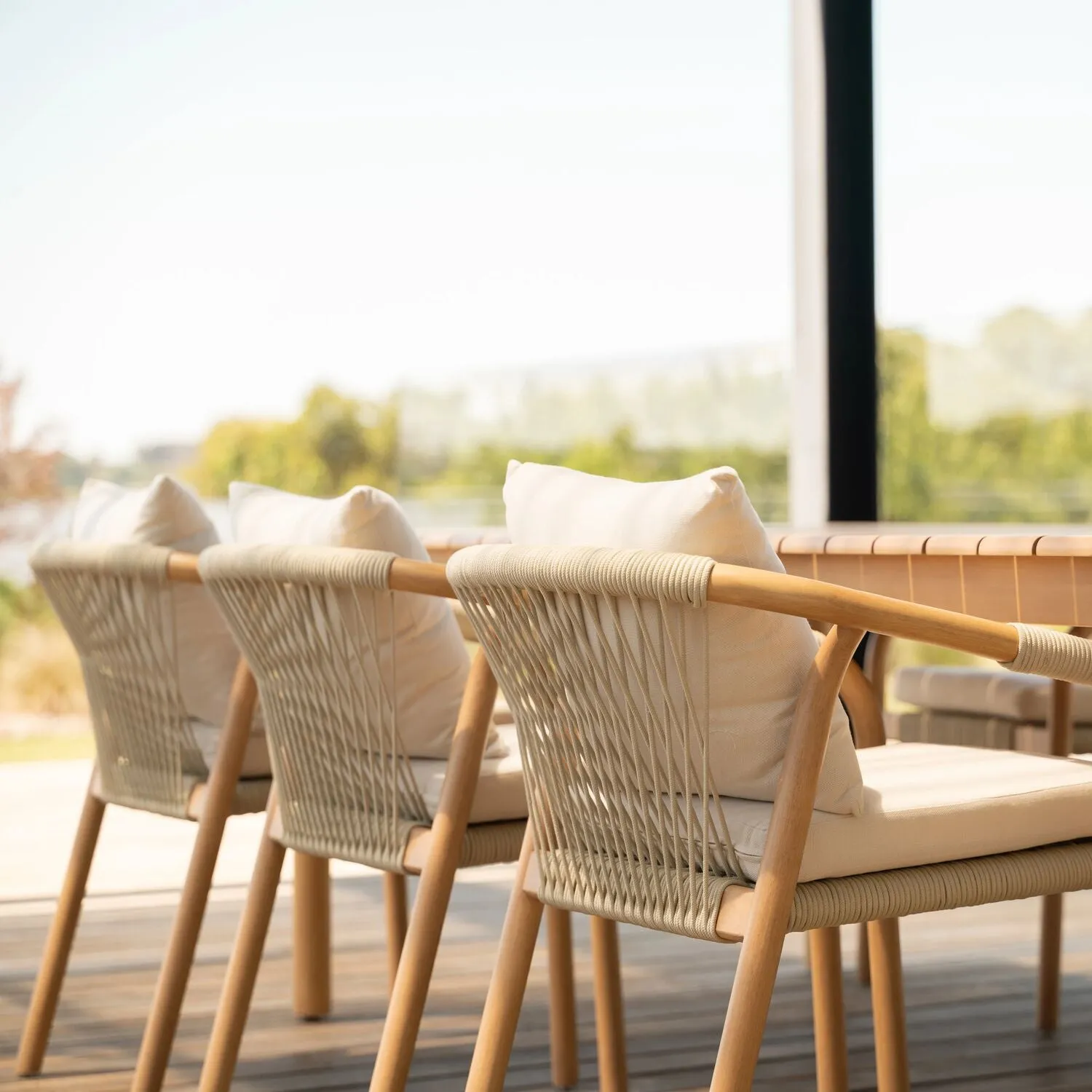 Burnett Outdoor Dining Chair - Eucalyptus / Beige