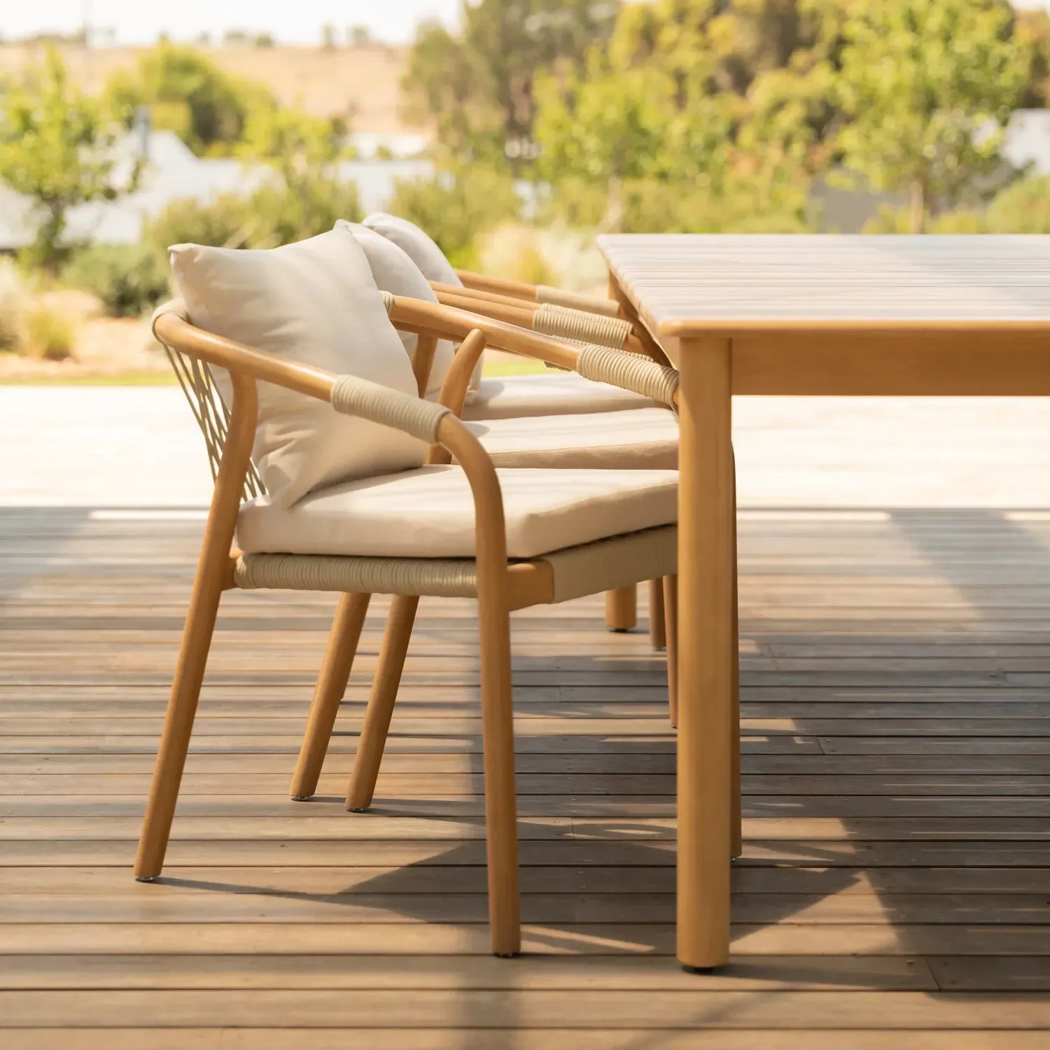 Burnett Outdoor Dining Chair - Eucalyptus / Beige