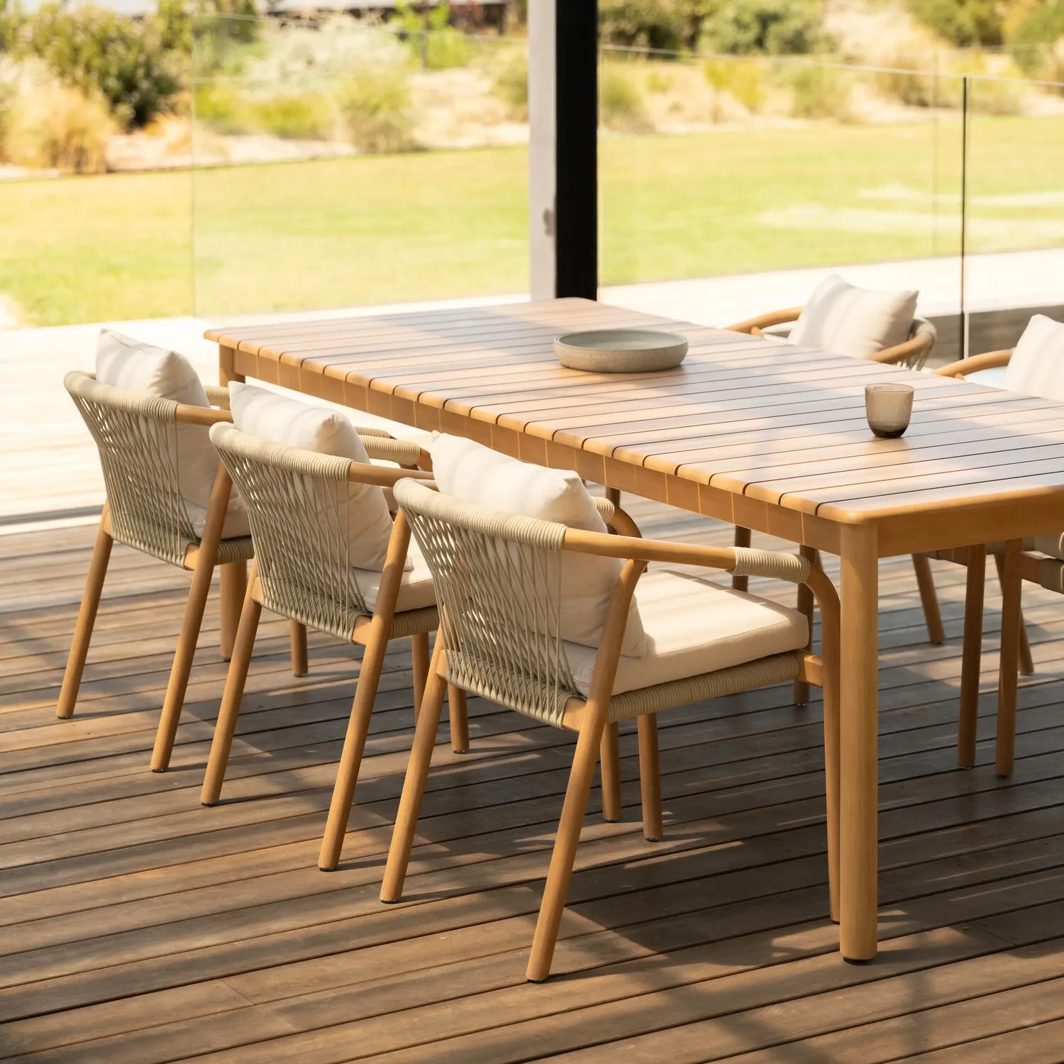 Burnett Outdoor Dining Chair - Eucalyptus / Beige