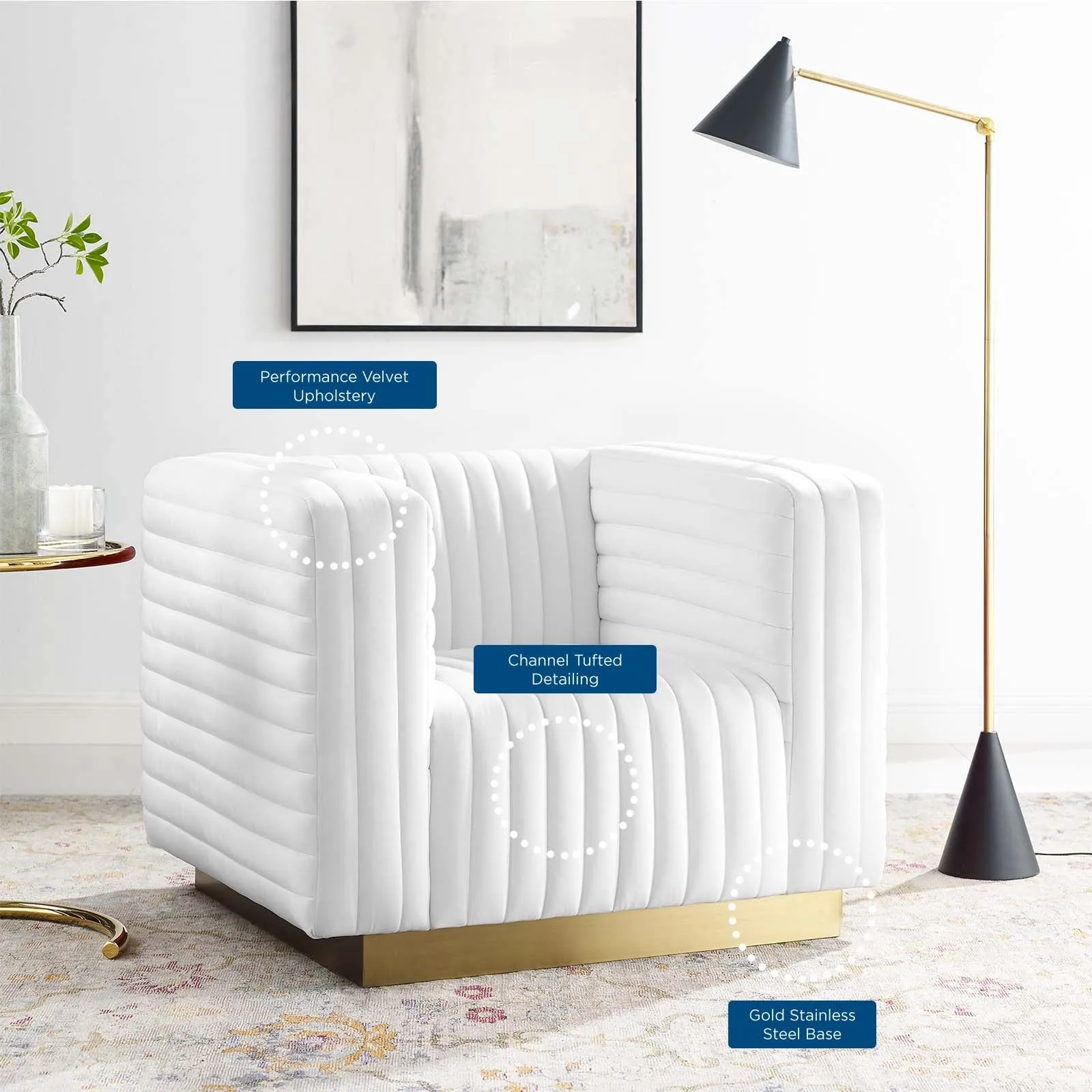 Charisma Channel Tufted Performance Velvet Accent Armchair by Modway