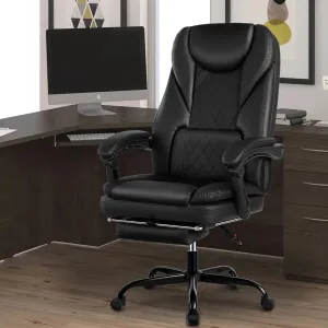 Coolhut 300PY-Black Executive Office Chair With Foot Rest, Black