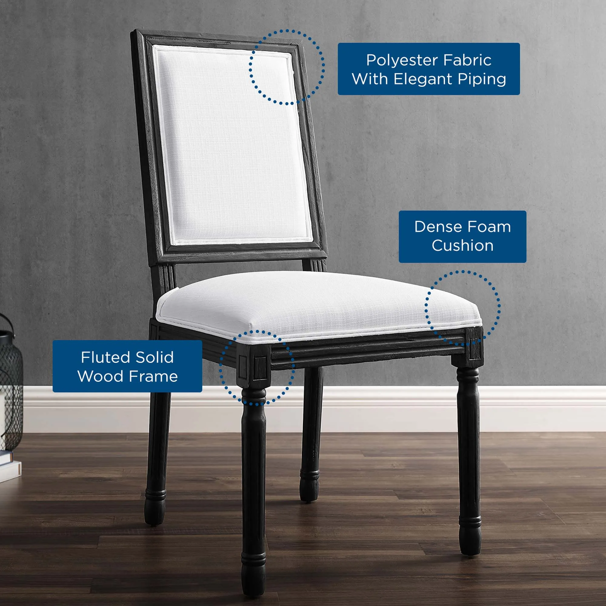 Court French Vintage Upholstered Fabric Dining Side Chair by Modway
