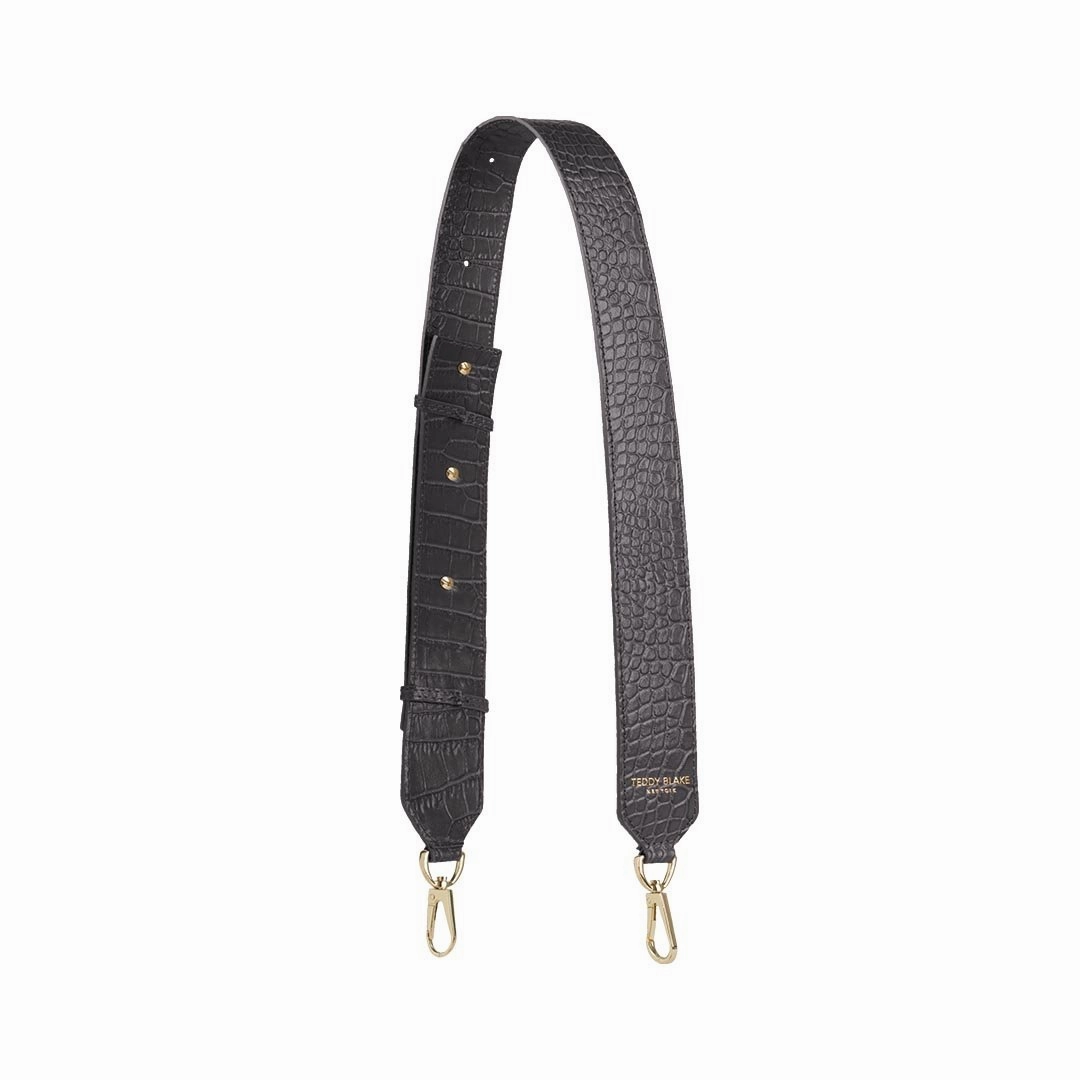 Croco Leather Wide Strap - Grey