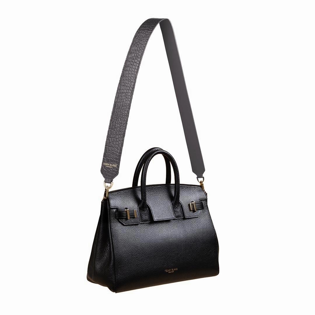 Croco Leather Wide Strap - Grey