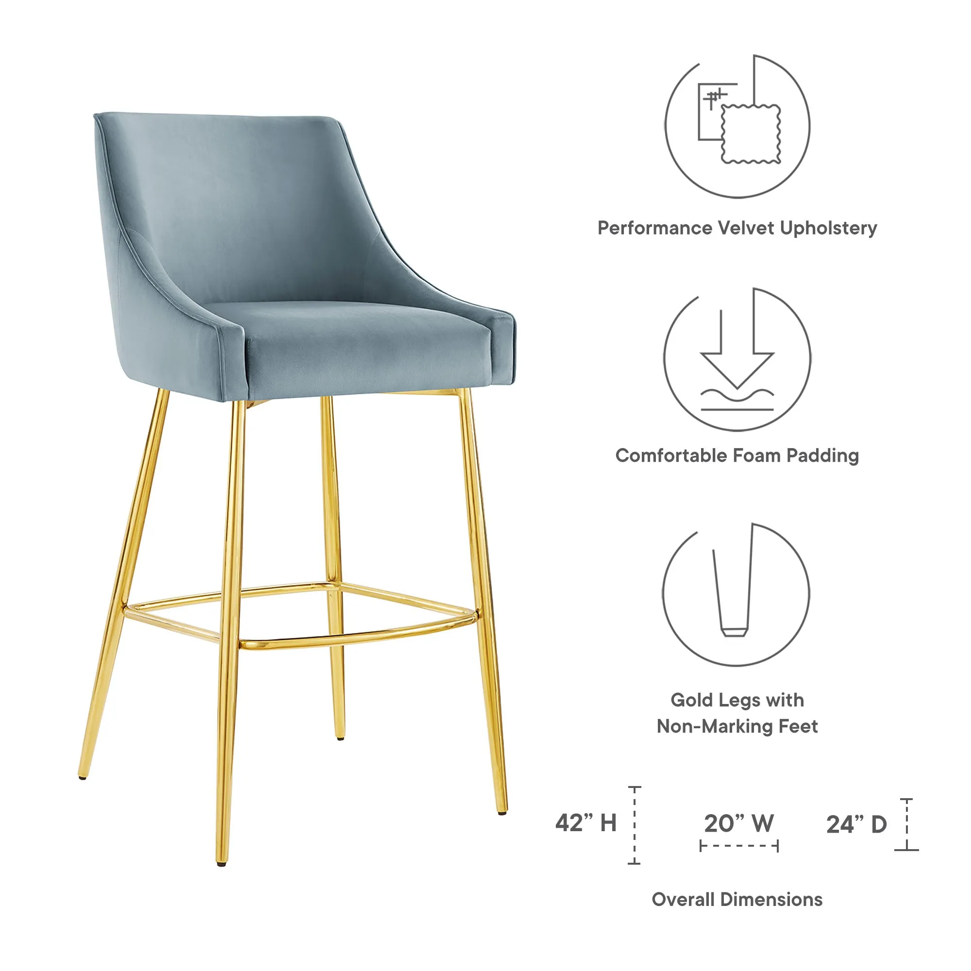 Discern Performance Velvet Bar Stool by Modway