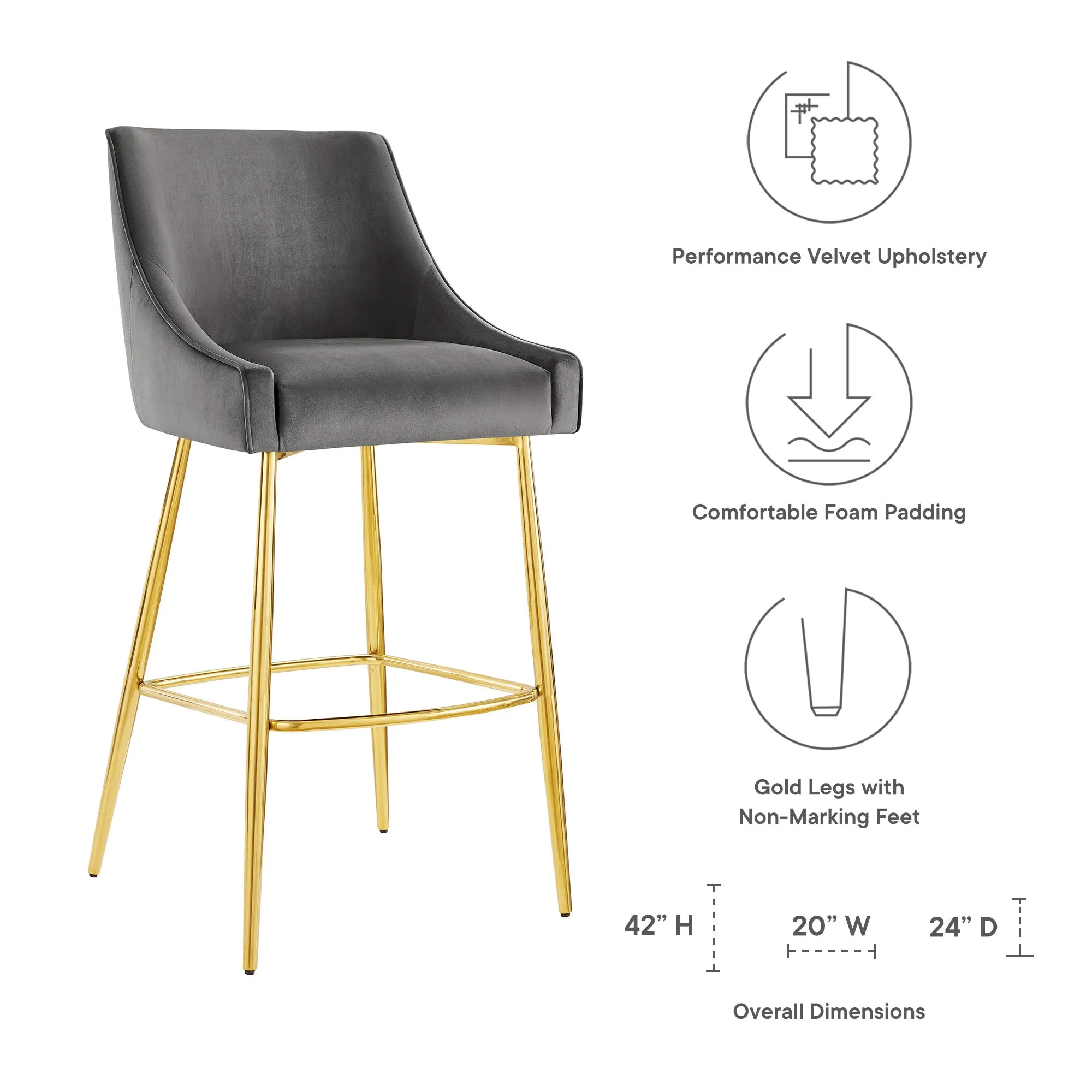 Discern Performance Velvet Bar Stool by Modway