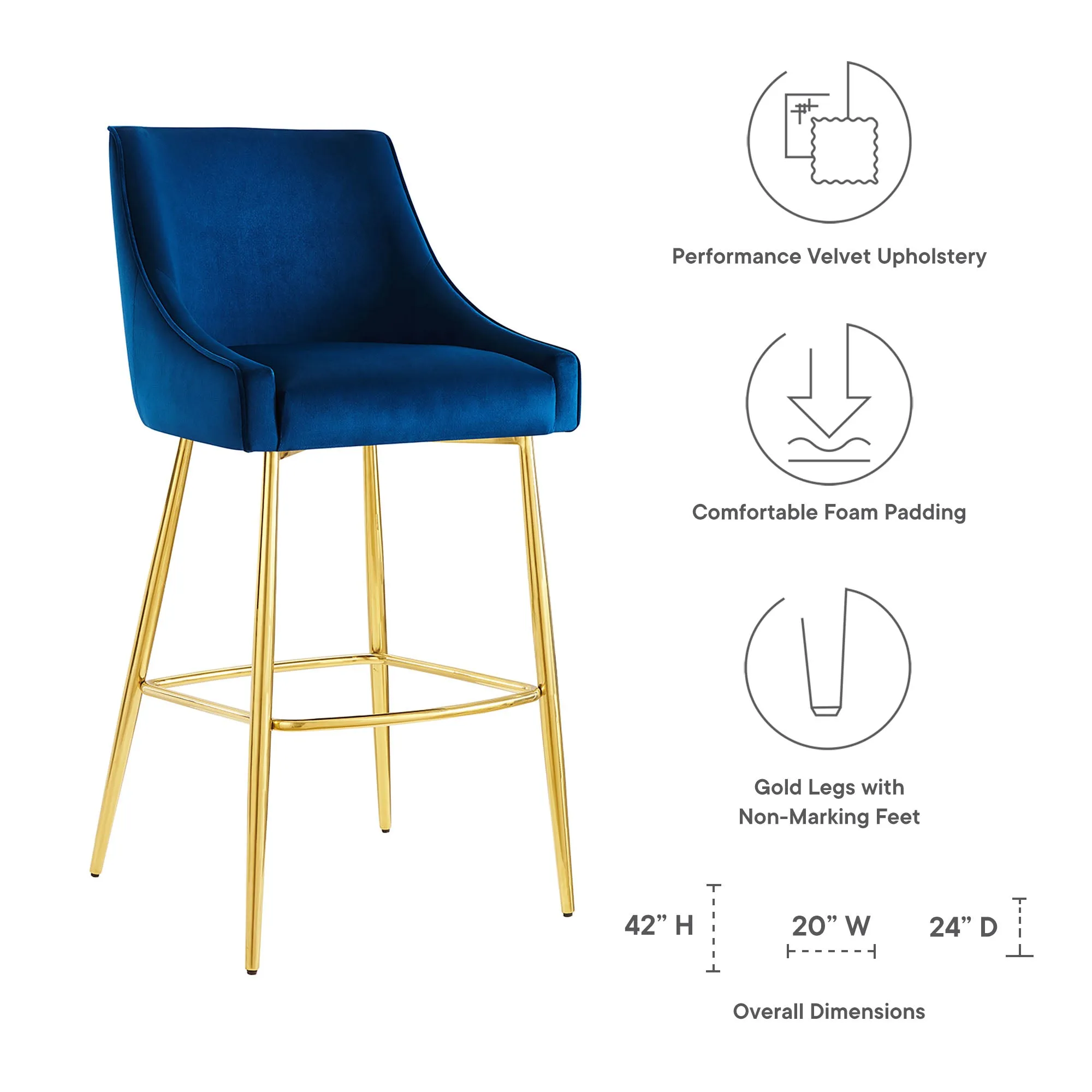 Discern Performance Velvet Bar Stool by Modway