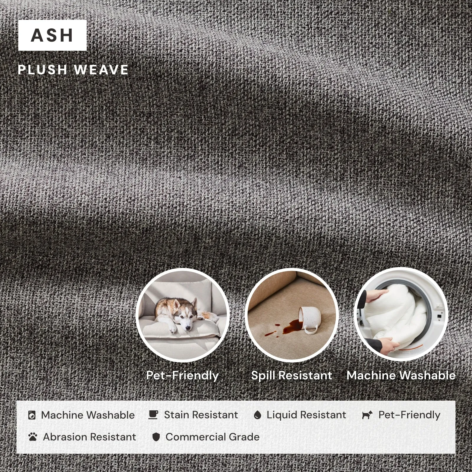 Elevate Comfort Layer Set for 2-Seater   Ottoman | Plush Weave in Ash