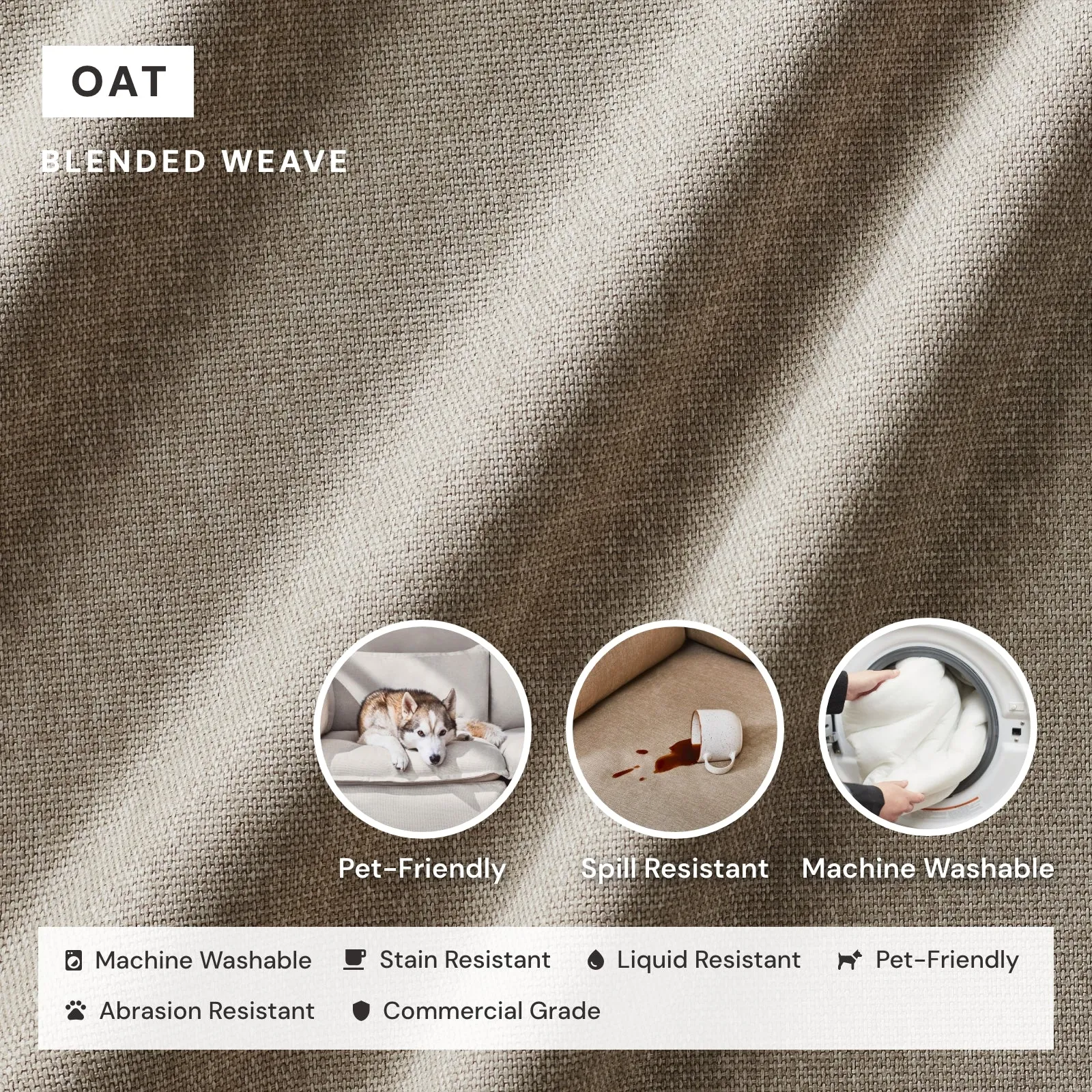 Elevate Comfort Layer Set for 3-Seater Sofa   Armchair Set | Blended Weave in Oat