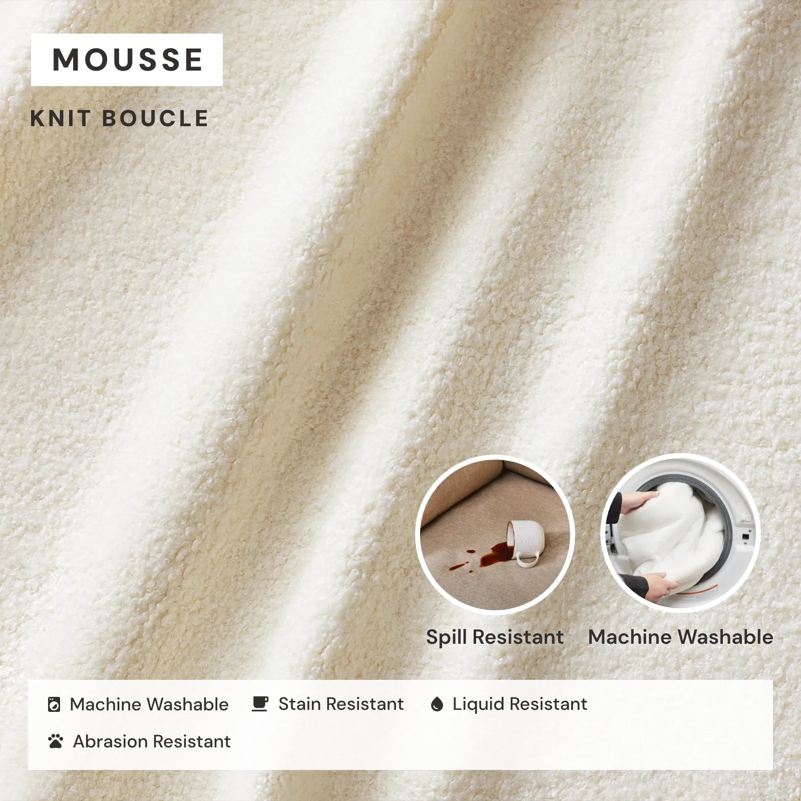Elevate Comfort Layer Set for 8-Seater U-Sectional | Knit Boucle in Mousse