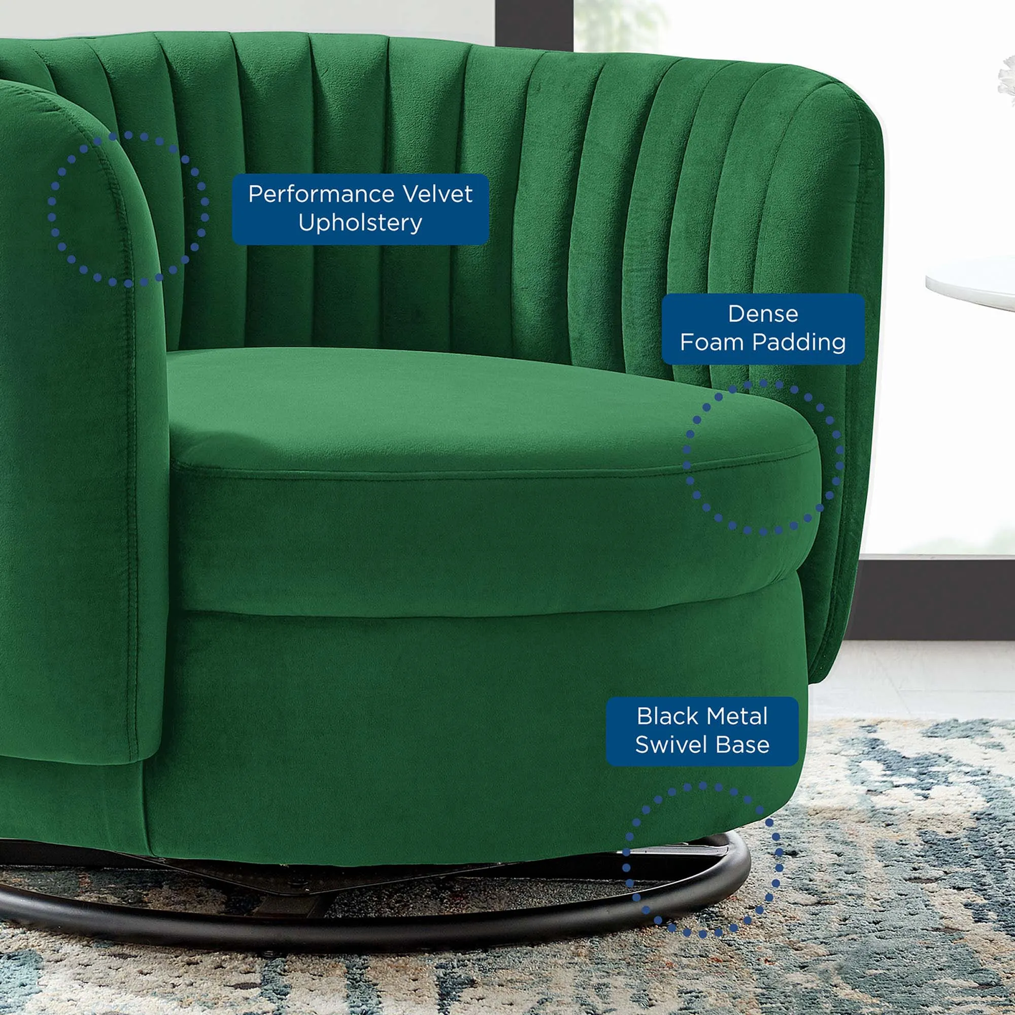 Embrace Tufted Performance Velvet Performance Velvet Swivel Chair by Modway