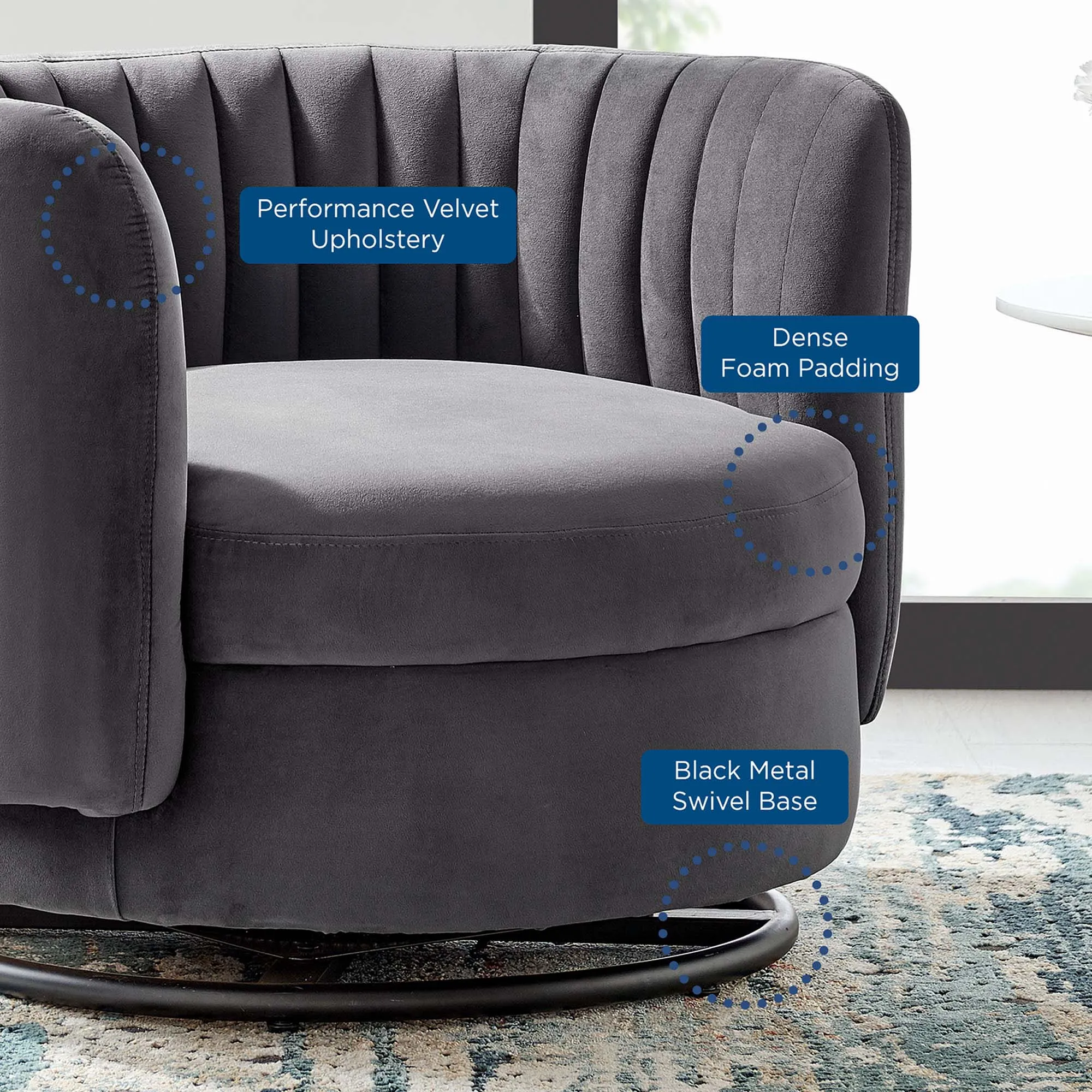 Embrace Tufted Performance Velvet Performance Velvet Swivel Chair by Modway