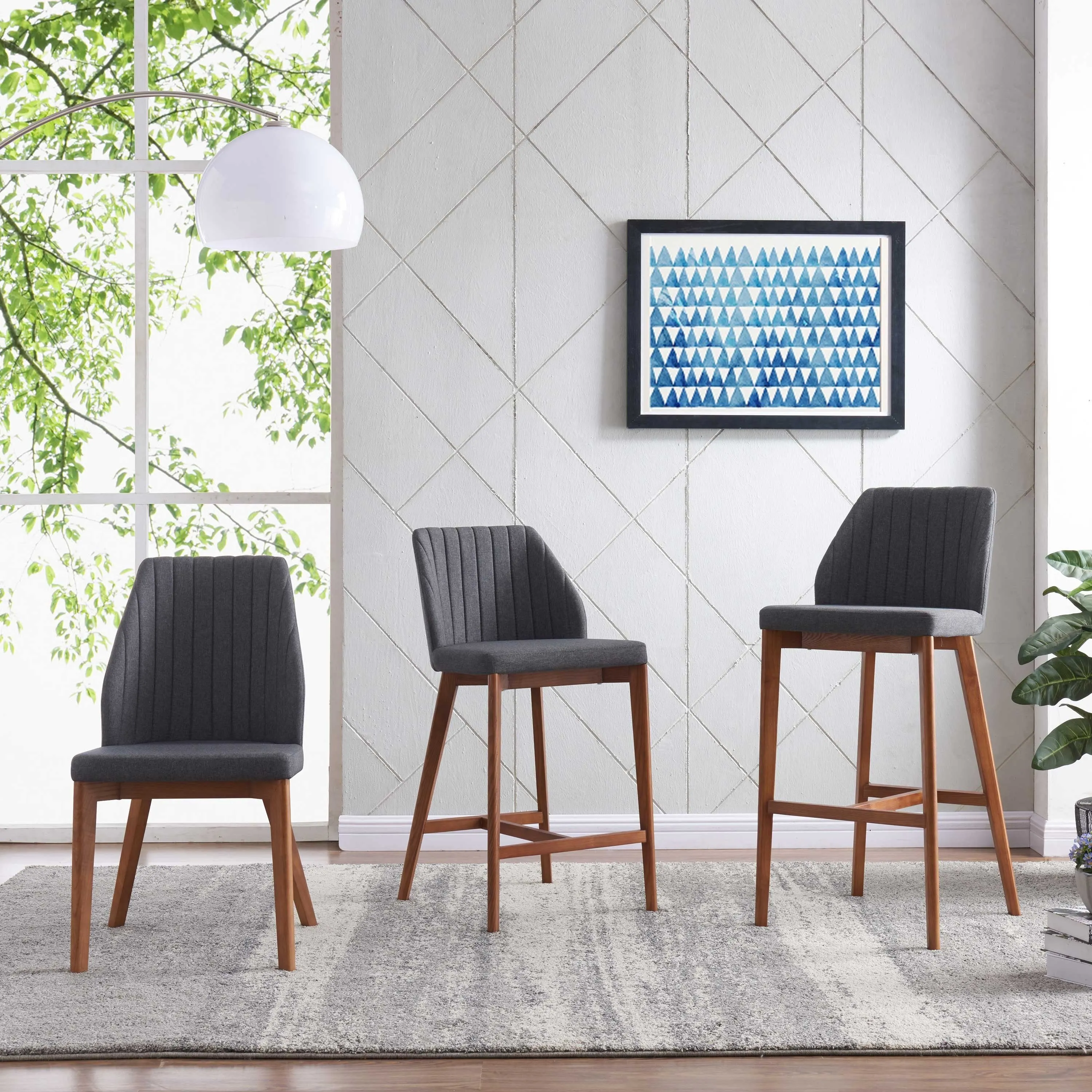Florence Bar Stool Set of 2 CHARCOAL