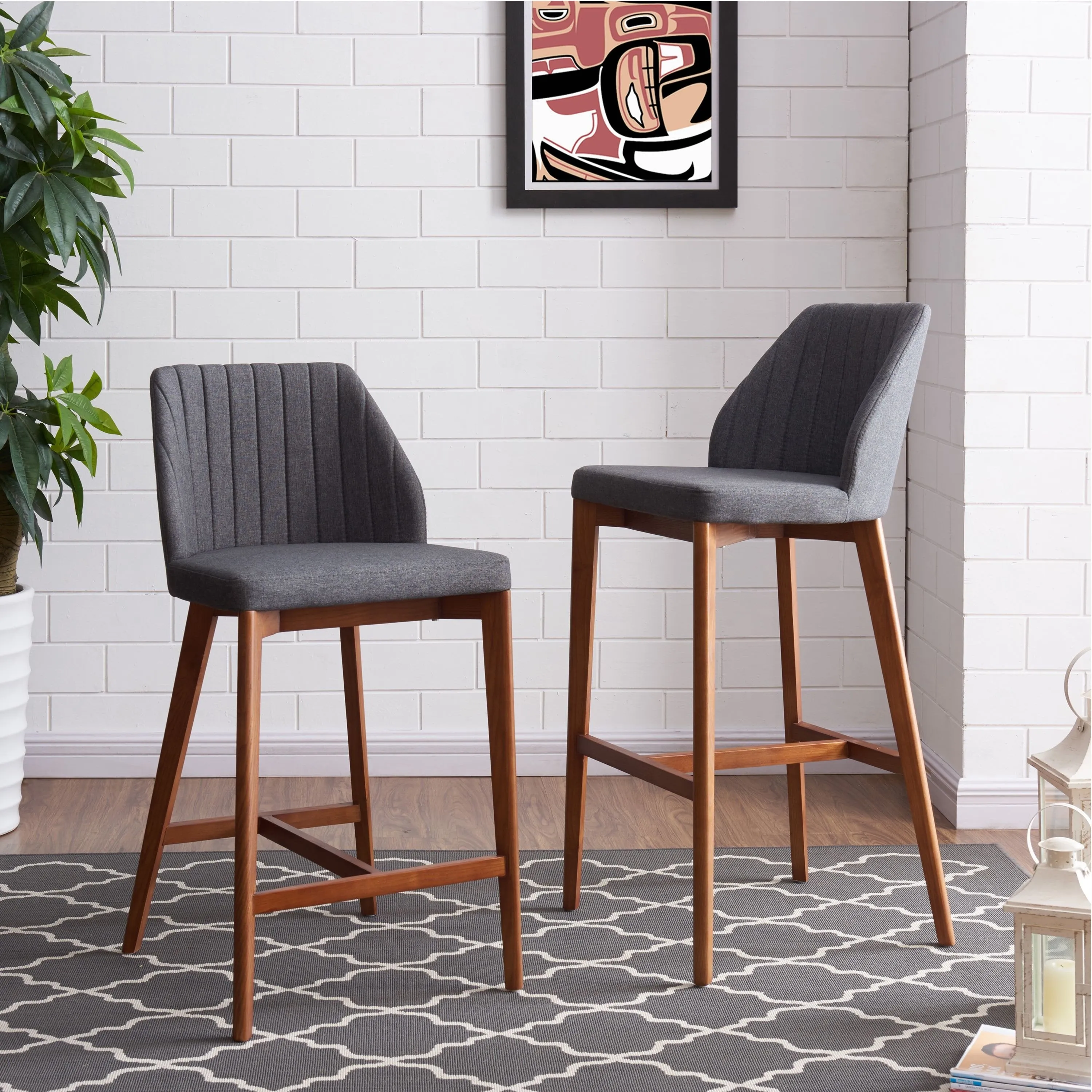 Florence Counter Stool Set of 2 CHARCOAL