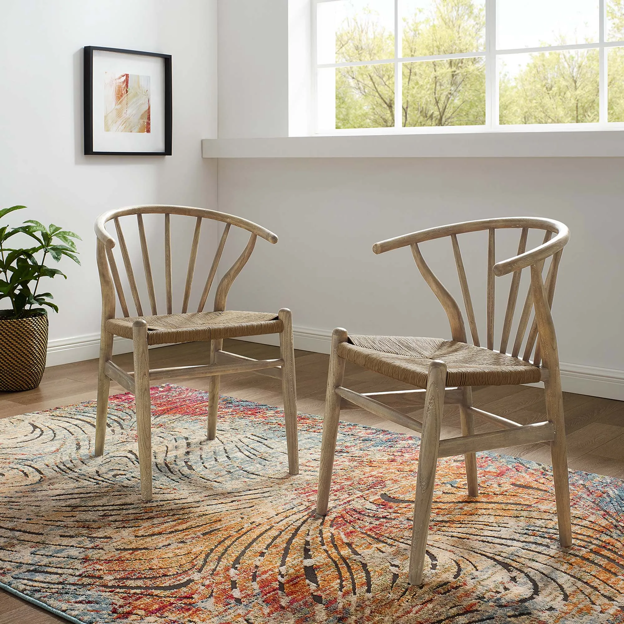 Flourish Spindle Wood Dining Side Chair Set of 2 by Modway