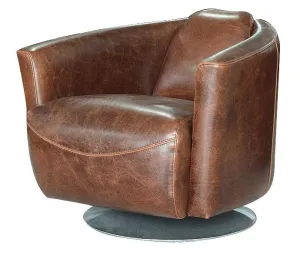 Ginsburg Swivel Club Chair CHESTNUT LEATHER