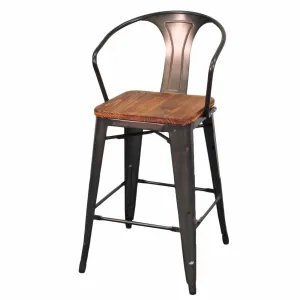 Grand Metal Counter Chair- Set of 4 GUNMETAL