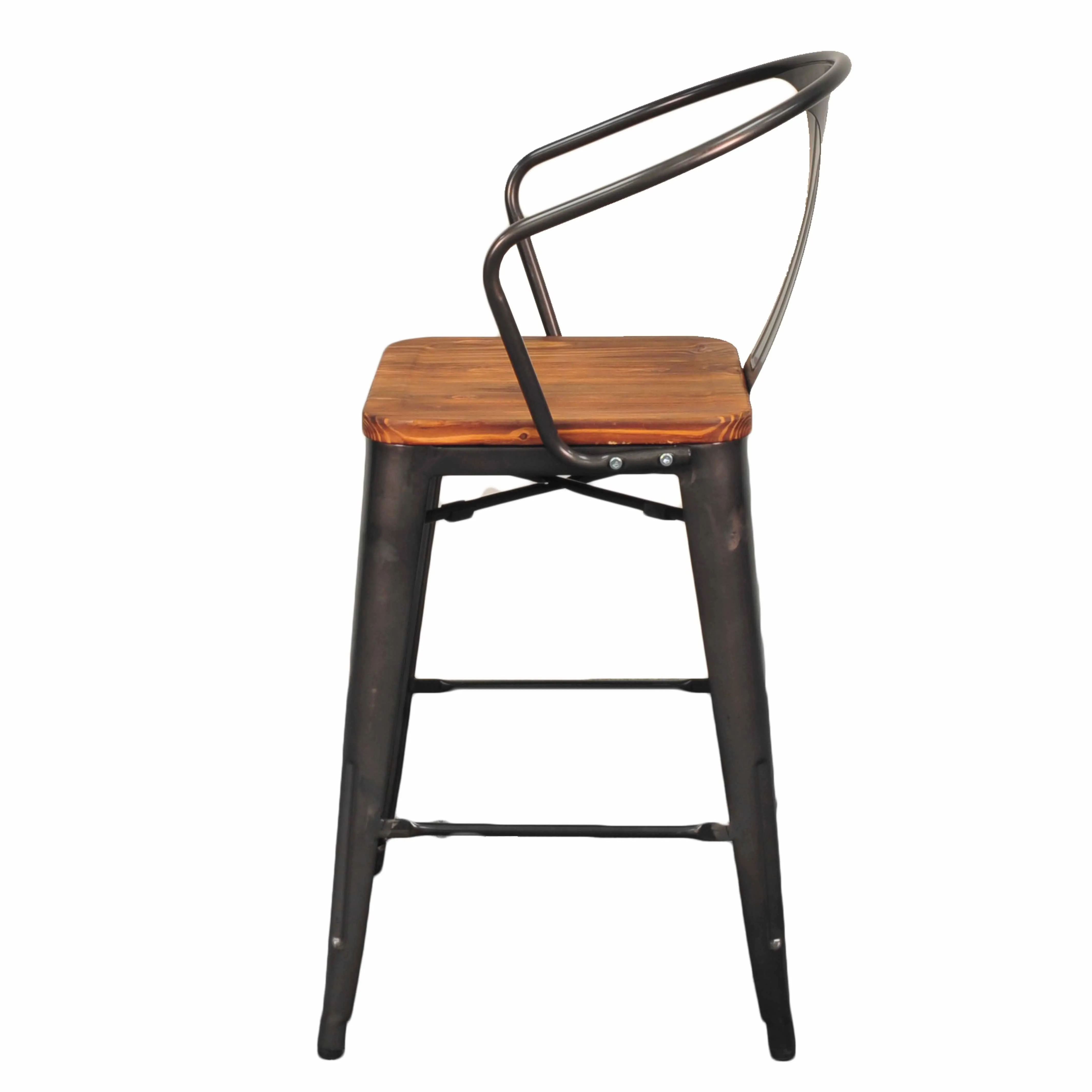 Grand Metal Counter Chair- Set of 4 GUNMETAL