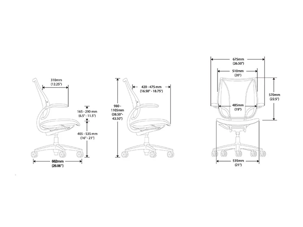 Humanscale Liberty - Chair - task - ergonomic - armrests - tilt - swivel - ticino (chrome-free leather) - white (back), charcoal/light L113BN01TL12YFSSNSC