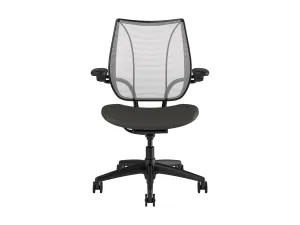 Humanscale Liberty - Chair - task - ergonomic - armrests - tilt - swivel - ticino (chrome-free leather) - white (back), charcoal/light L113BN01TL12YFSSNSC