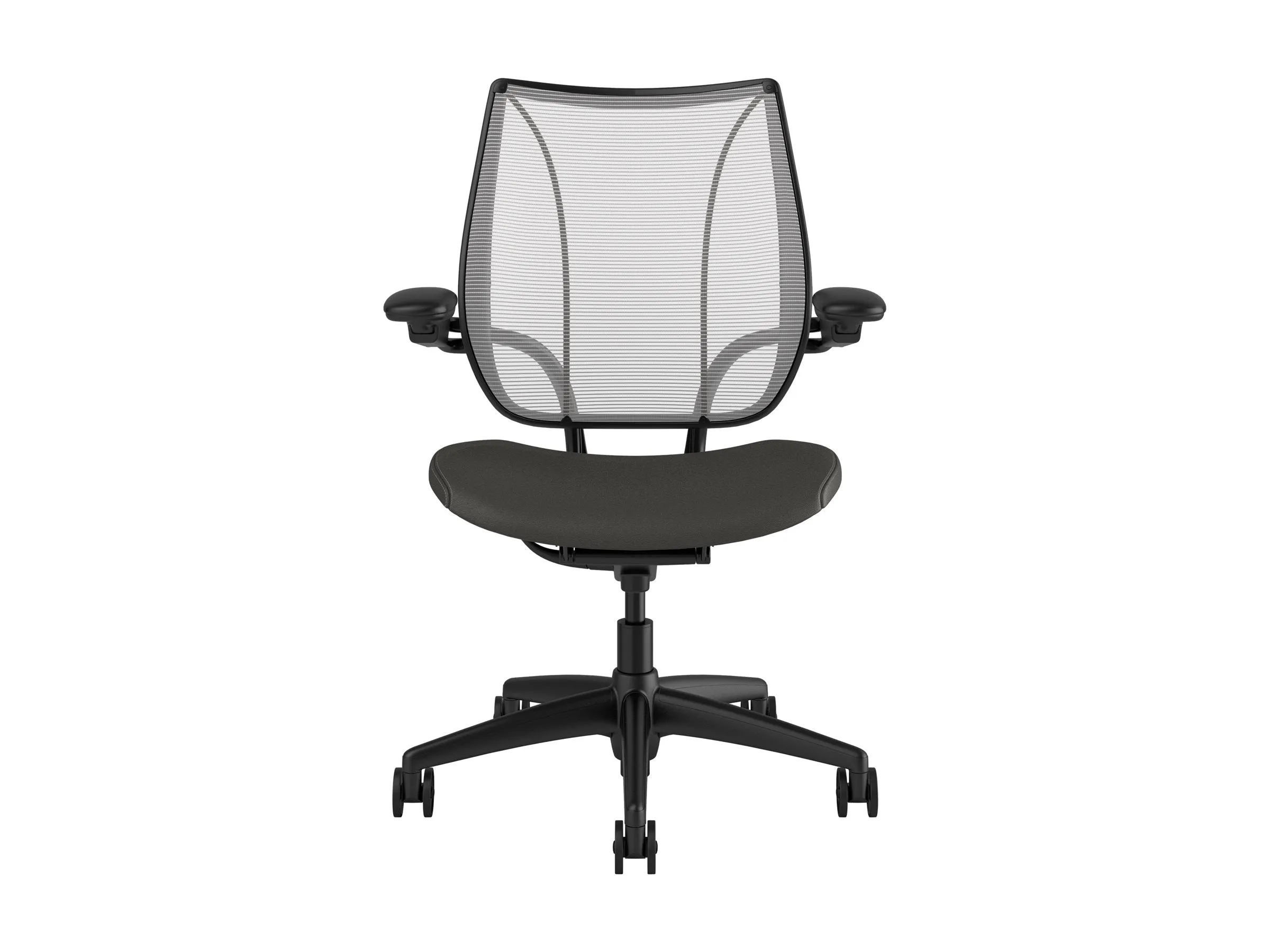 Humanscale Liberty - Chair - task - ergonomic - armrests - tilt - swivel - ticino (chrome-free leather) - white (back), charcoal/light L113BN01TL12YFSSNSC