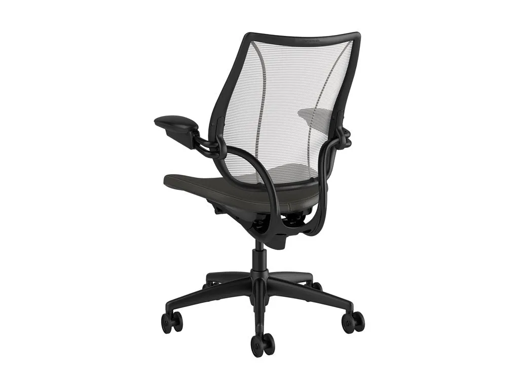 Humanscale Liberty - Chair - task - ergonomic - armrests - tilt - swivel - ticino (chrome-free leather) - white (back), charcoal/light L113BN01TL12YFSSNSC