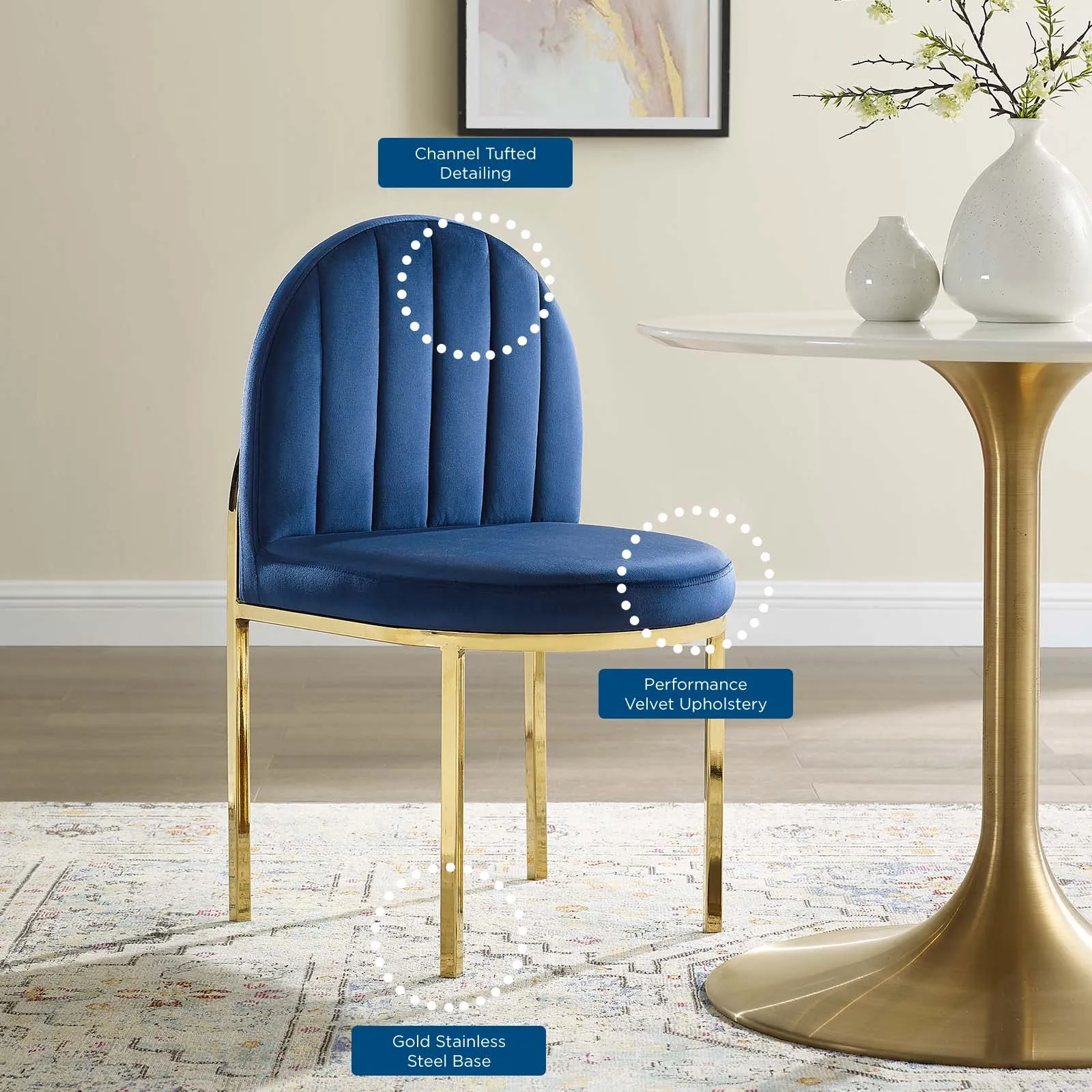 Isla Channel Tufted Performance Velvet Dining Side Chair by Modway