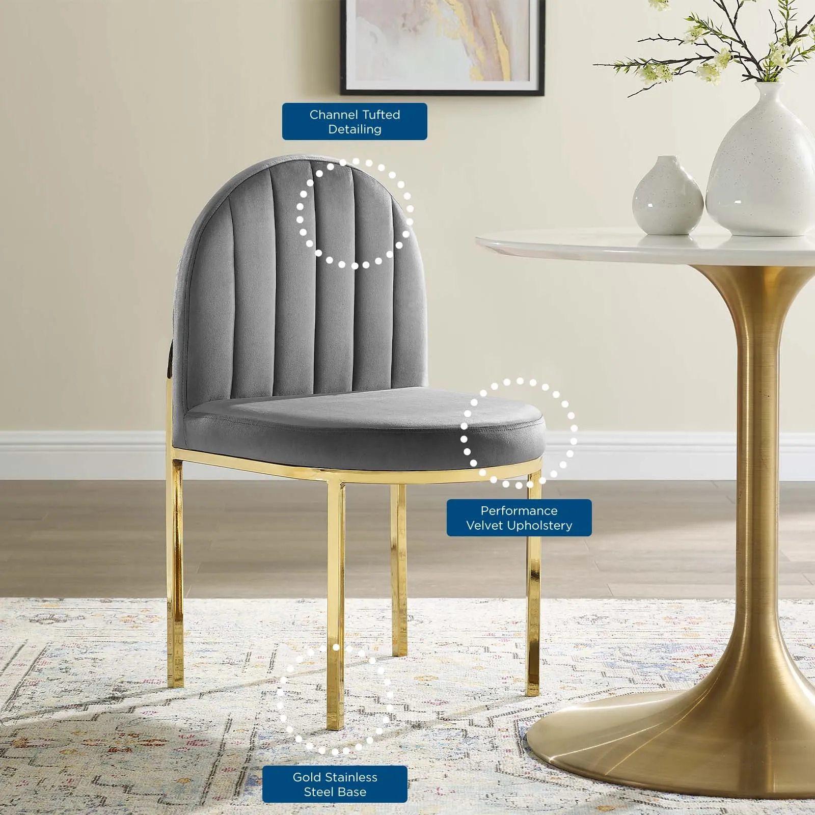 Isla Channel Tufted Performance Velvet Dining Side Chair by Modway
