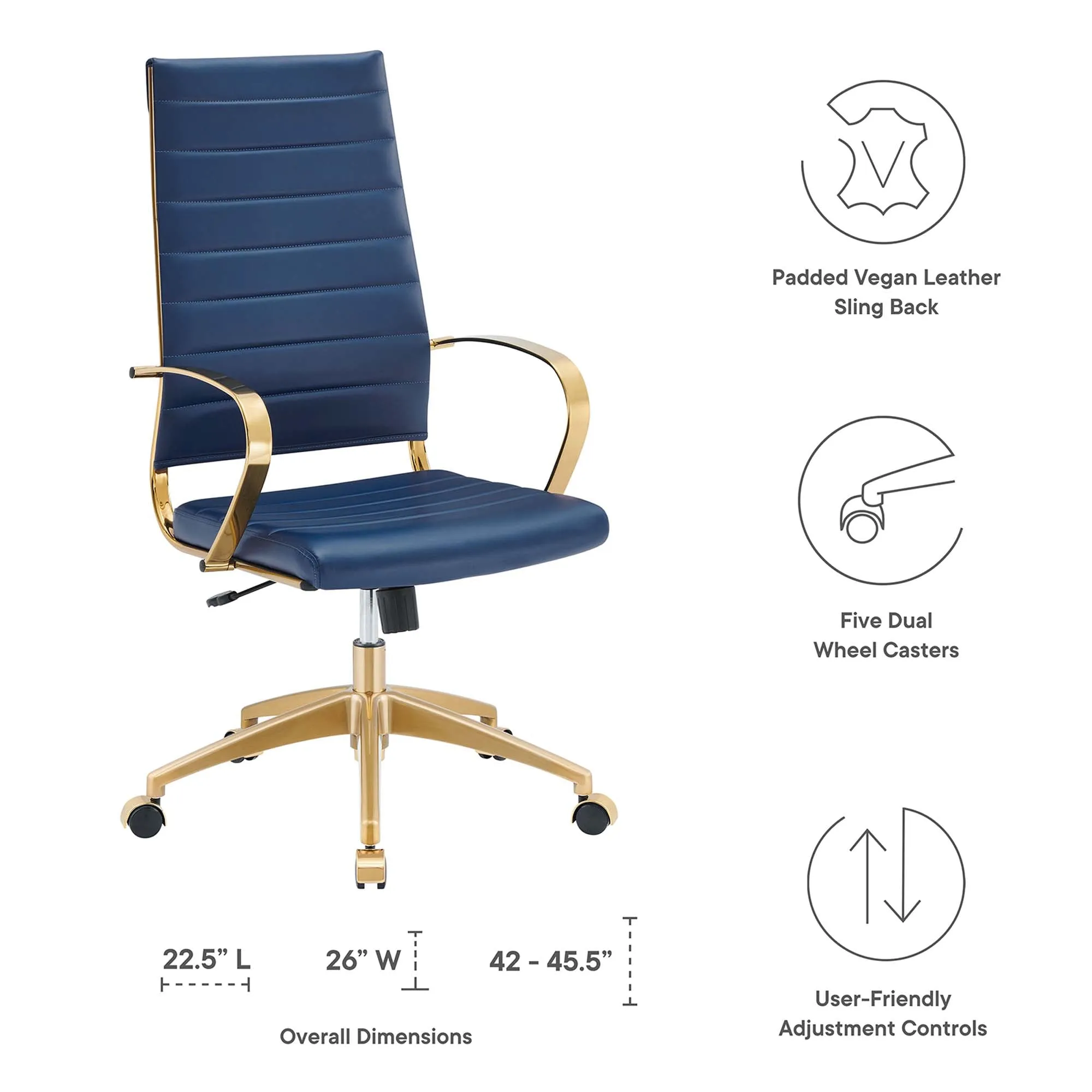 Jive Gold Stainless Steel Highback Office Chair by Modway