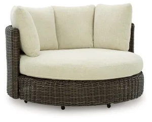 Kimora Beige / Dark Brown Swivel Lounge Chair With Cushion