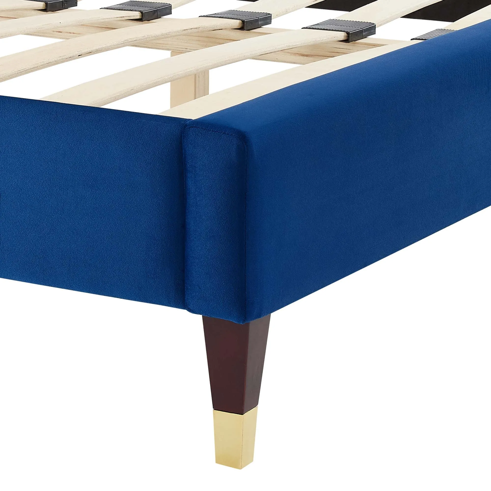Liva Performance Velvet Bed With Wood and Gold Legs by Modway