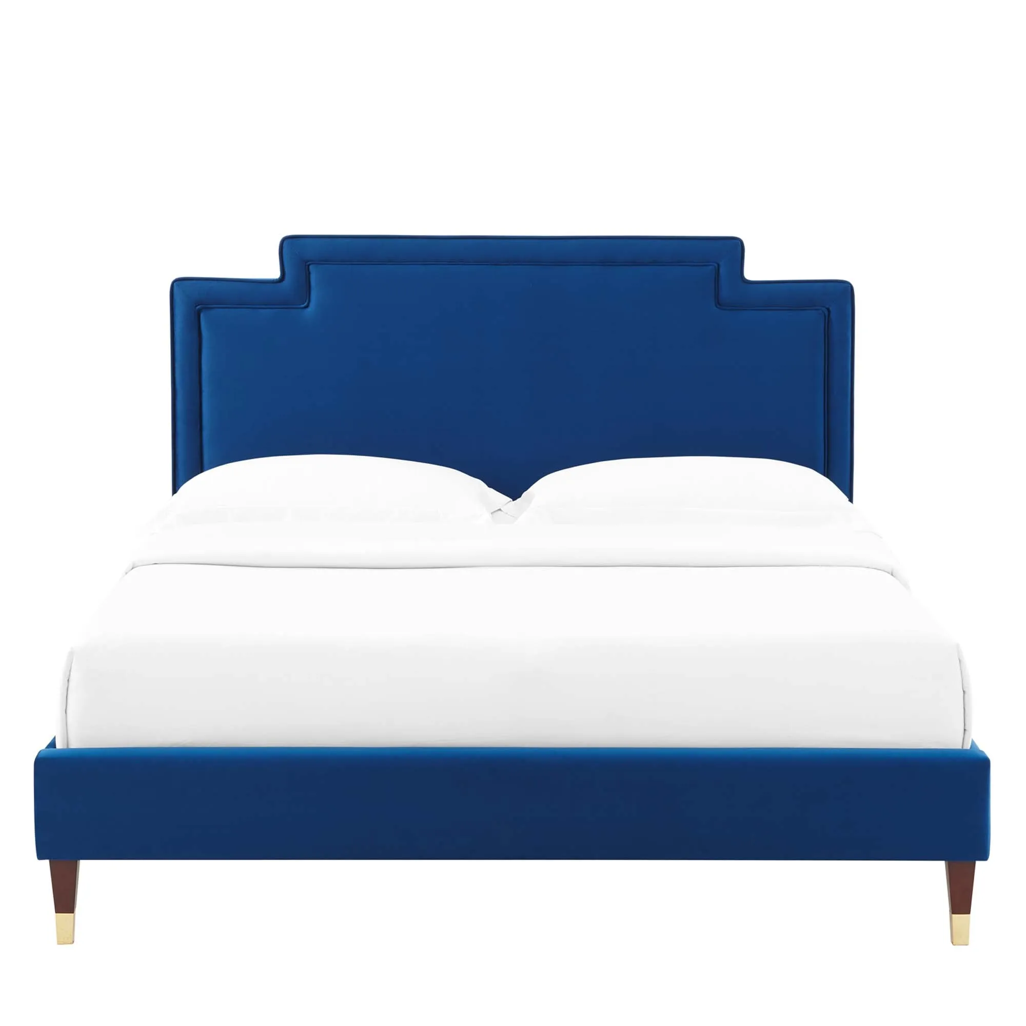 Liva Performance Velvet Bed With Wood and Gold Legs by Modway