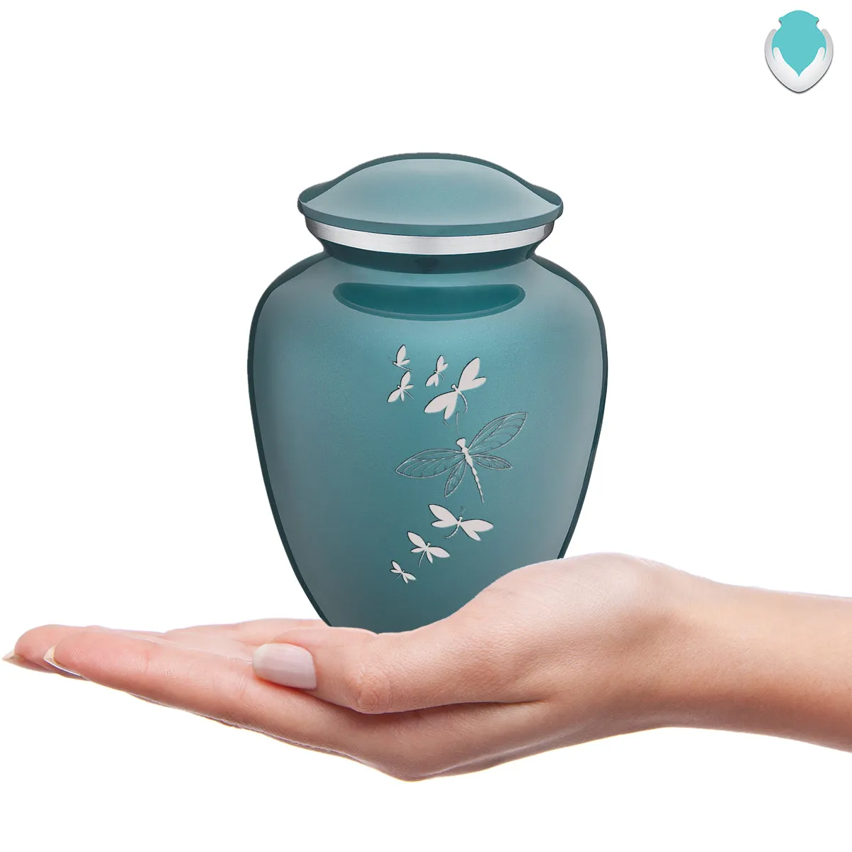 Medium Embrace Teal Dragonflies Cremation Urn