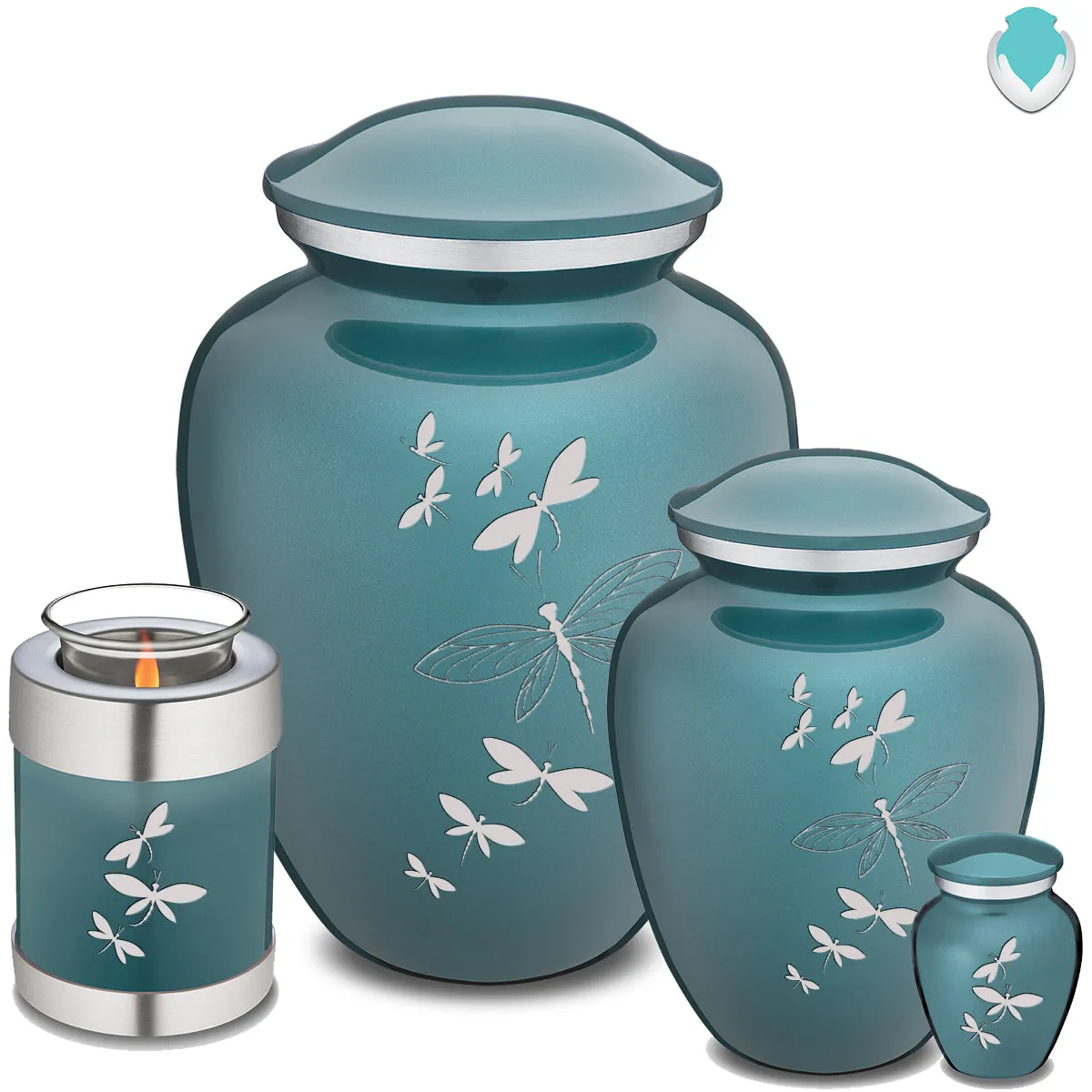 Medium Embrace Teal Dragonflies Cremation Urn