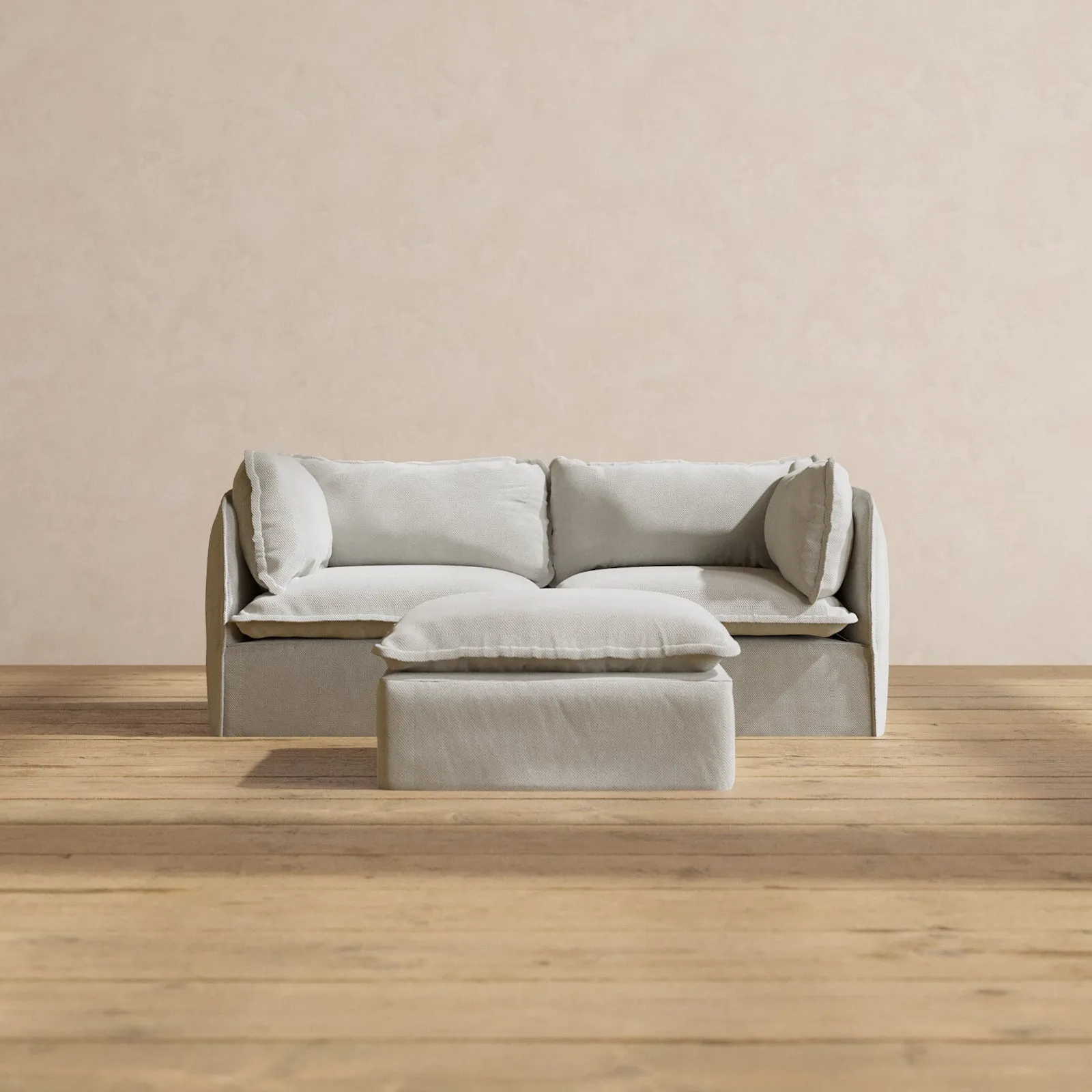 Modular Performance 2-Seater   Ottoman in Cloud | Relaxed Blend