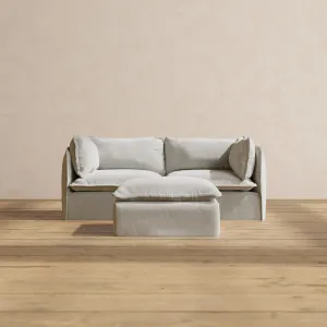 Modular Performance 2-Seater   Ottoman in Cloud | Relaxed Blend