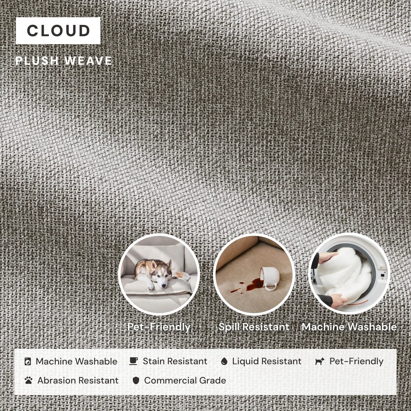 Modular Performance 2-Seater   Ottoman in Cloud | Relaxed Blend