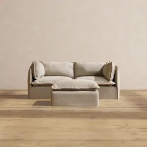 Modular Performance 2-Seater   Ottoman in Dune | Relaxed Blend