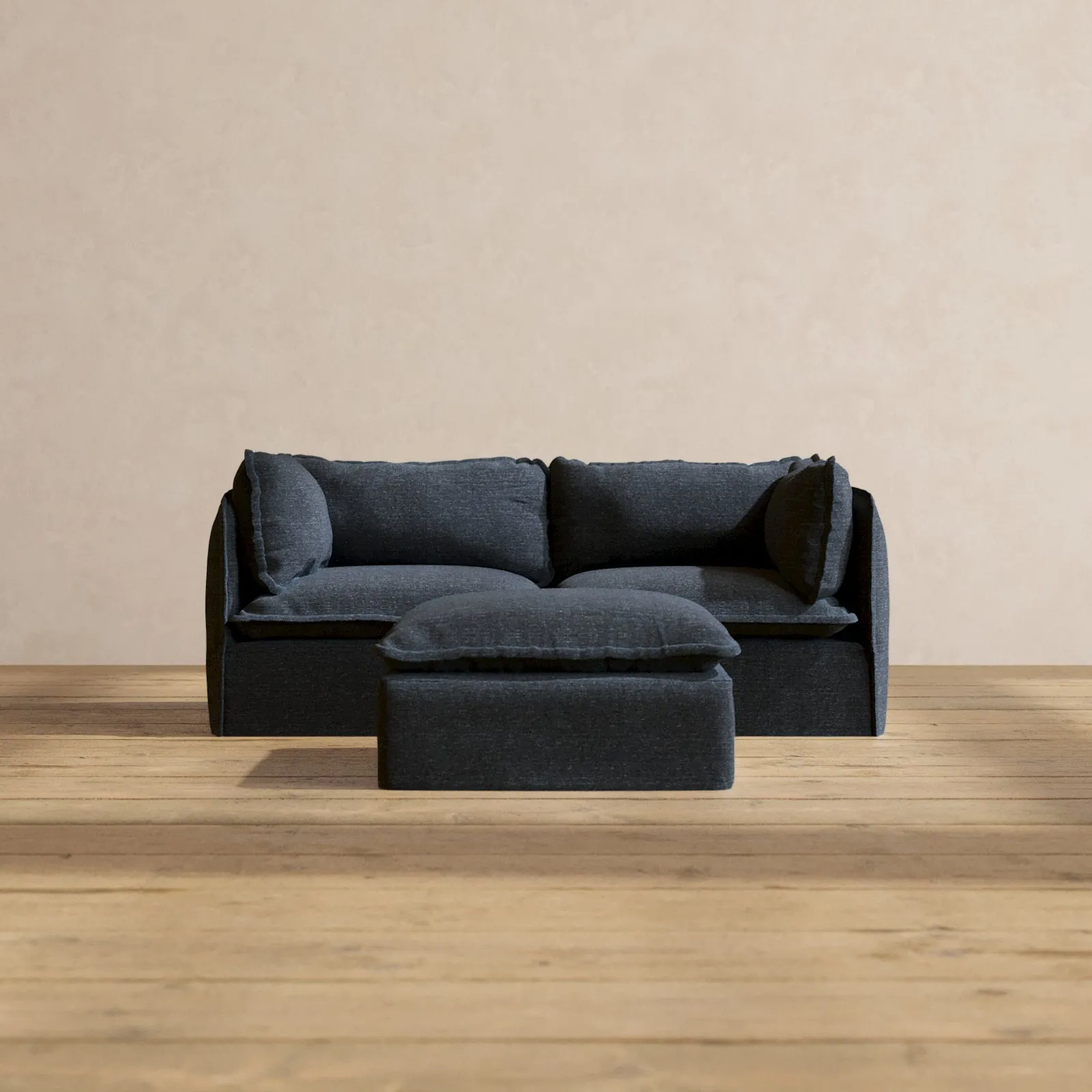 Modular Performance 2-Seater   Ottoman in Indigo | Relaxed Blend